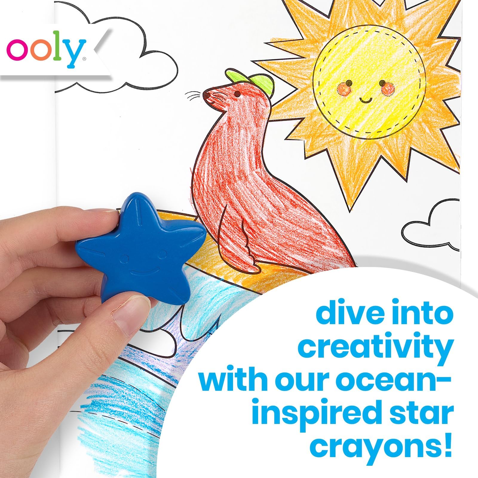 Foto 4 | Lápices De Colores Oly Stars Of The Sea Con Forma De Estrella Para Niños Pequeños [set]  - Venta Internacional.