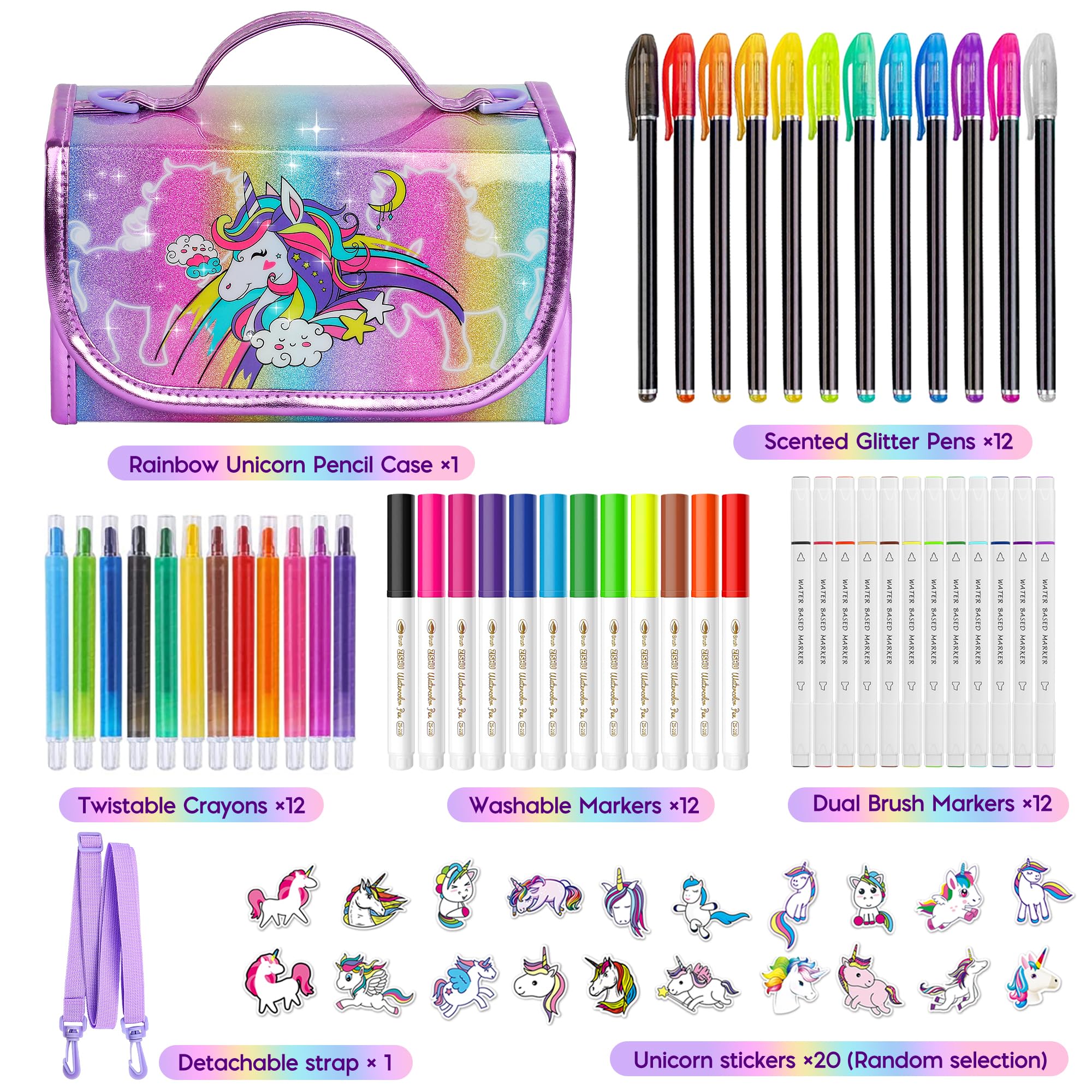 Foto 4 pulgar | Art Supplies Set De Rotuladores Beefunni Con Forma De Unicornio, 67 Unidades, Con Funda Para Niñas - Venta Internacion