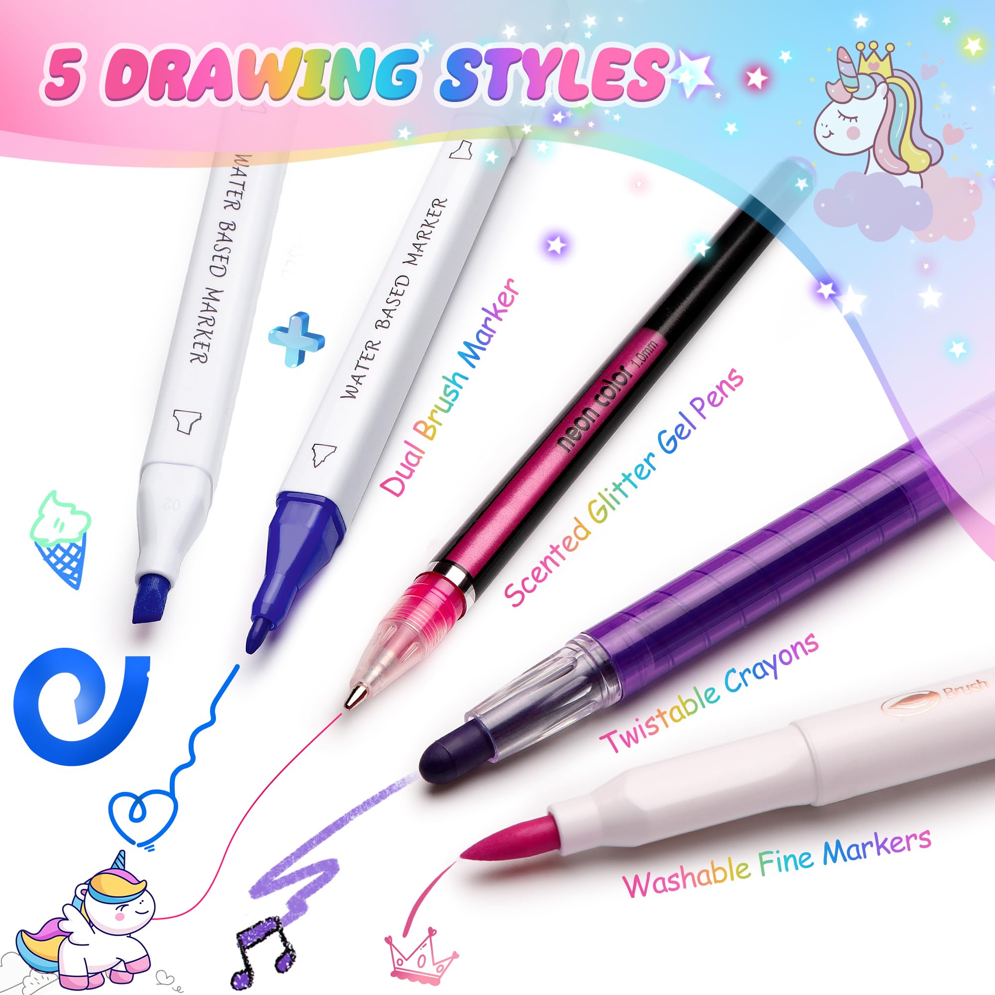 Foto 5 pulgar | Art Supplies Set De Rotuladores Beefunni Con Forma De Unicornio, 67 Unidades, Con Funda Para Niñas - Venta Internacion