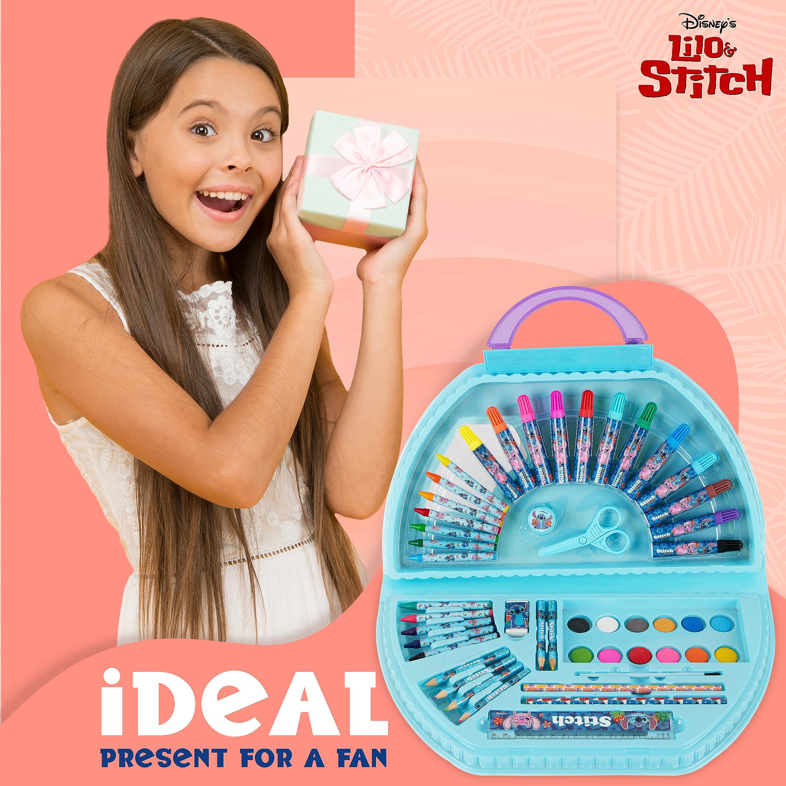 Foto 4 pulgar | Set De Arte Disney Stitch Kids De Más De 40 Piezas Con Pinturas Y Lápices - Venta Internacional.