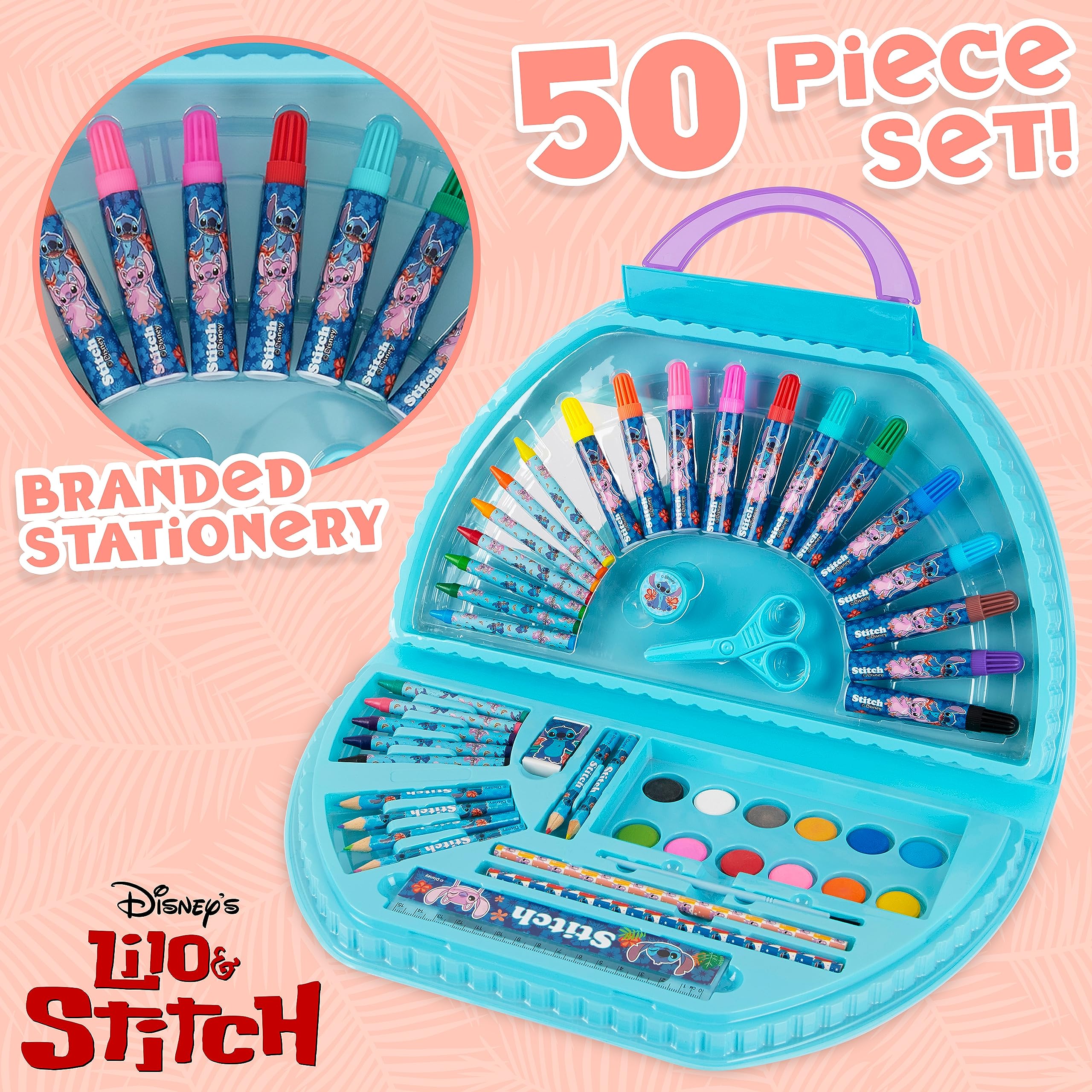 Foto 5 pulgar | Set De Arte Disney Stitch Kids De Más De 40 Piezas Con Pinturas Y Lápices - Venta Internacional.