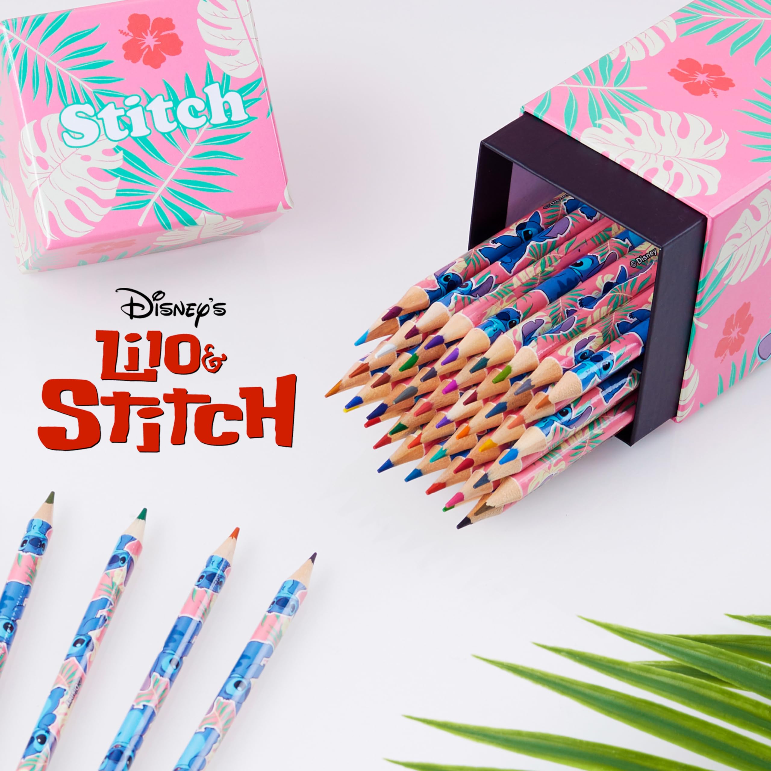 Foto 2 | Lápices De Colores Disney, 72 Unidades, Caja Para Colorear Para Niños, Color Rosa - Venta Internacional.