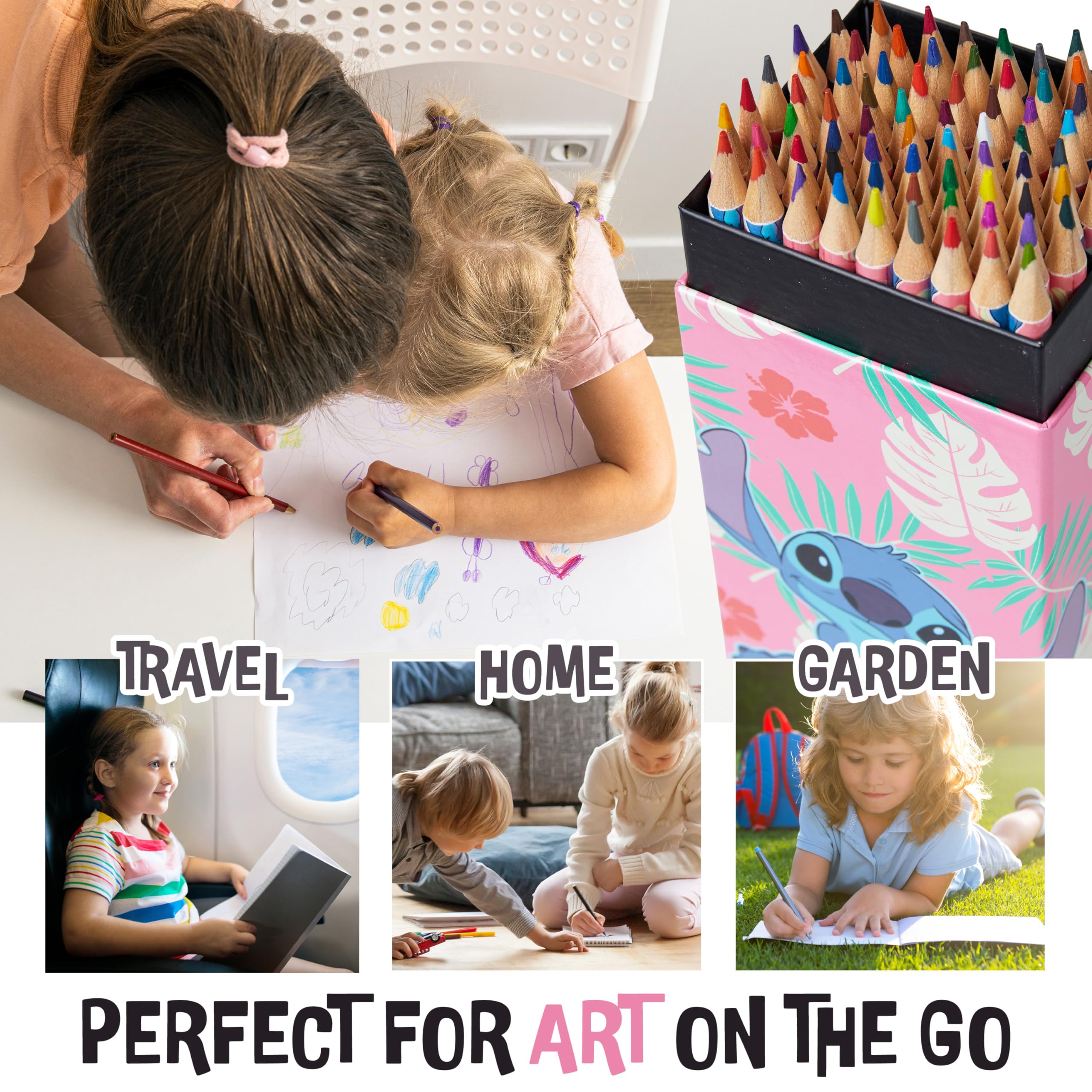 Foto 4 | Lápices De Colores Disney, 72 Unidades, Caja Para Colorear Para Niños, Color Rosa - Venta Internacional.