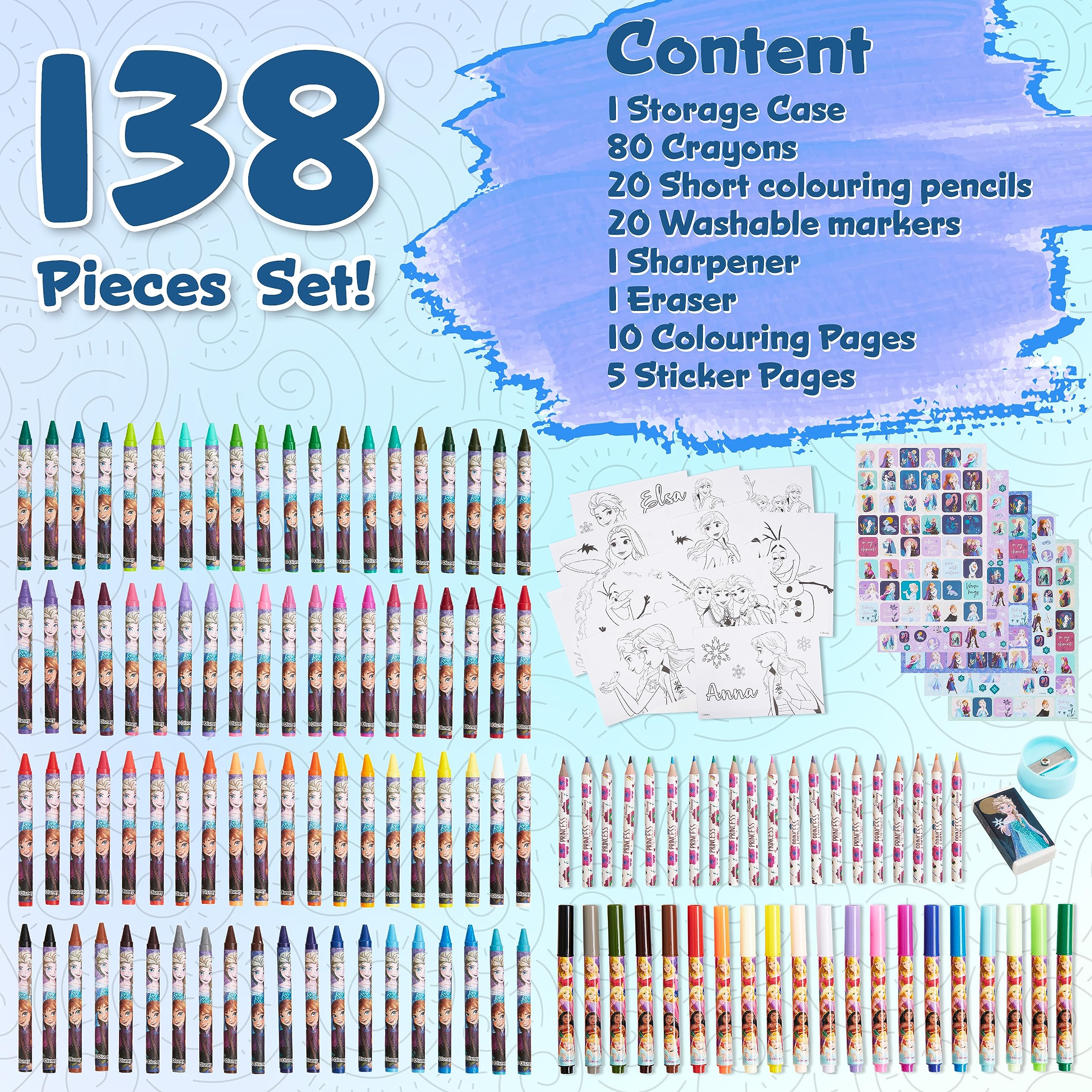 Foto 7 pulgar | Set De Arte Disney Stitch De Más De 130 Piezas Con Frozen Coloring Kids - Venta Internacional.