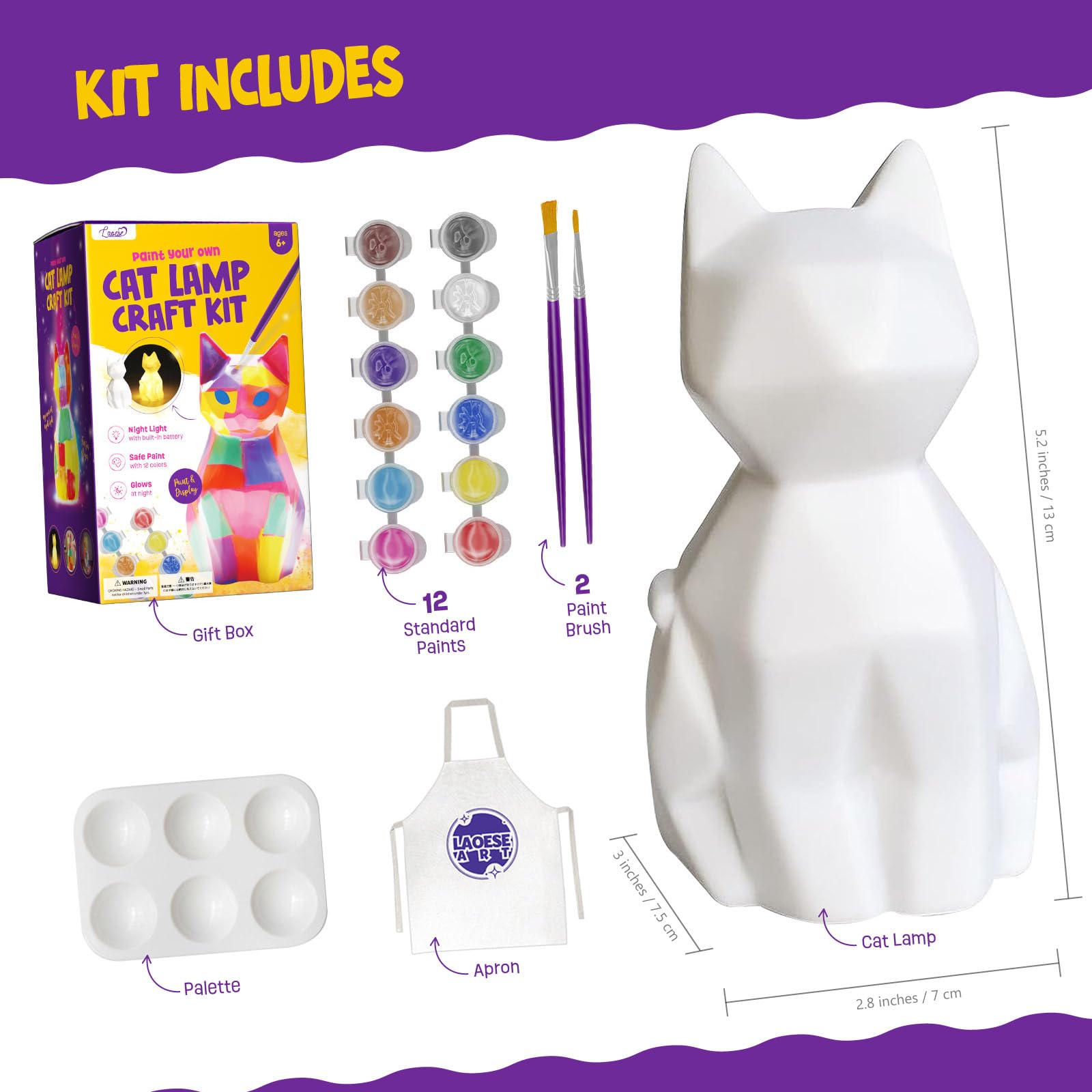 Foto 4 pulgar | Kit De Lámparas Paint Your Own Cat Laoese Con Material De Arte Para Niños De 6 A 12 Años - Venta Internacional.