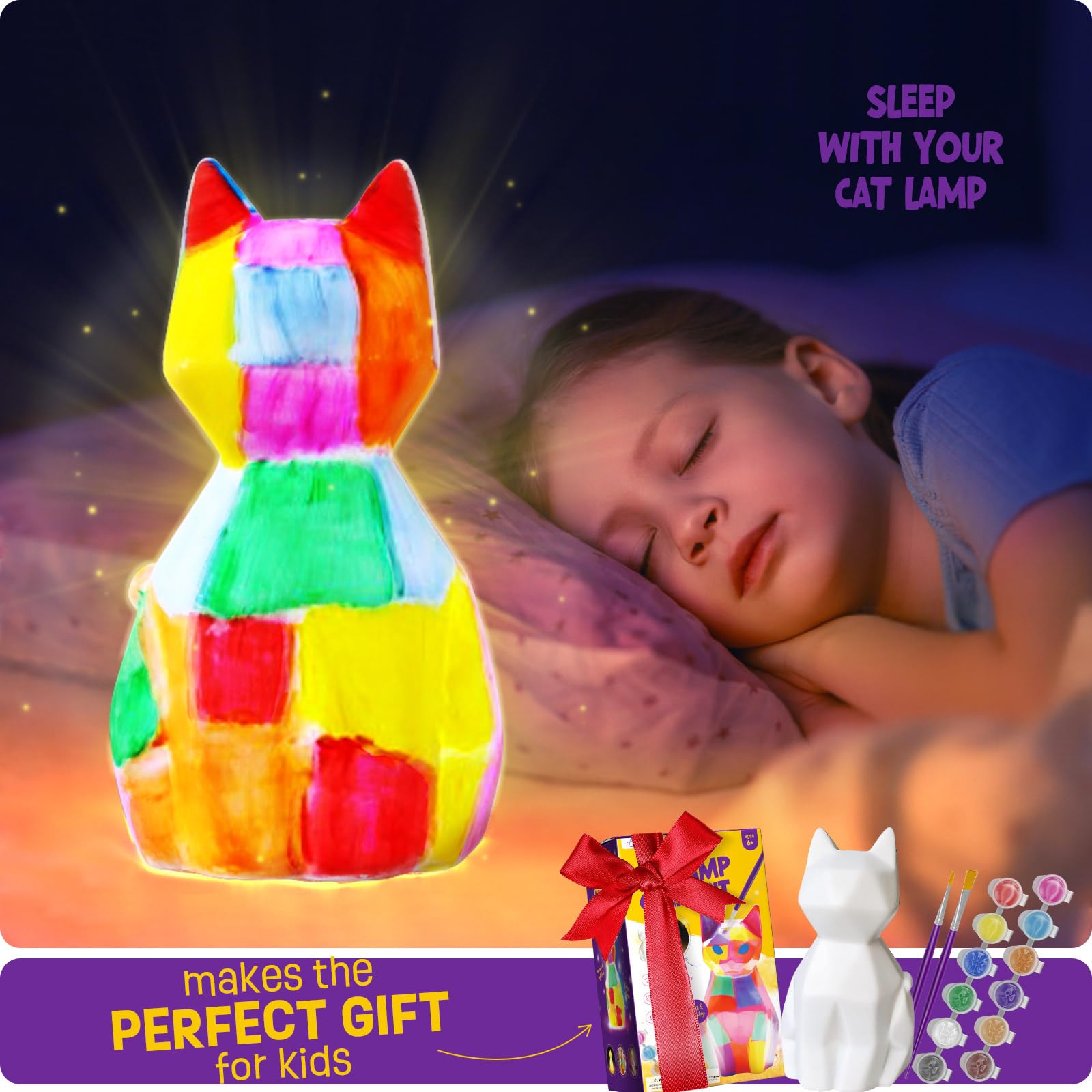 Foto 7 pulgar | Kit De Lámparas Paint Your Own Cat Laoese Con Material De Arte Para Niños De 6 A 12 Años - Venta Internacional.