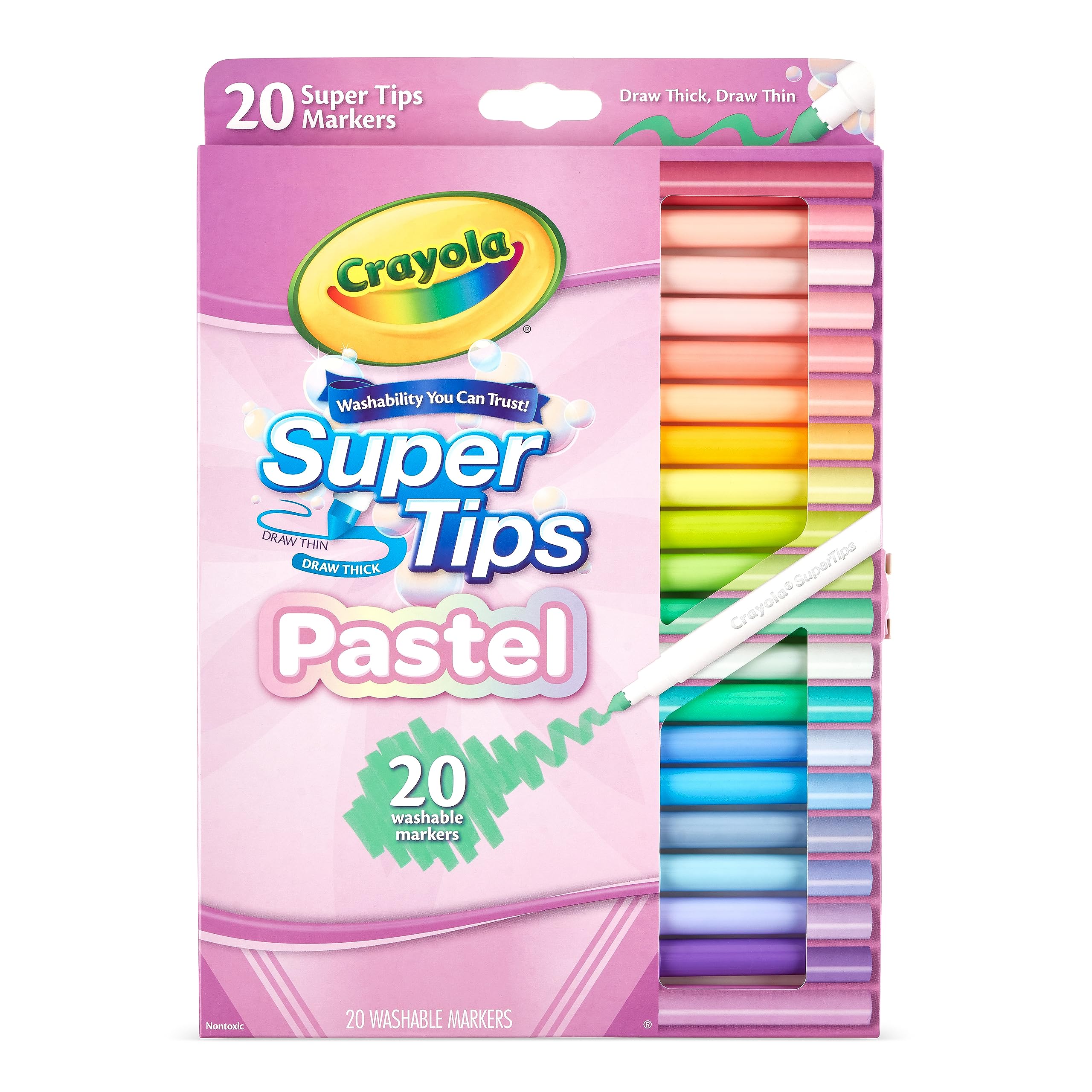 Marcadores Crayola Pastel Super Tips, Lavables, Paquete De 20 - Venta Internacional.