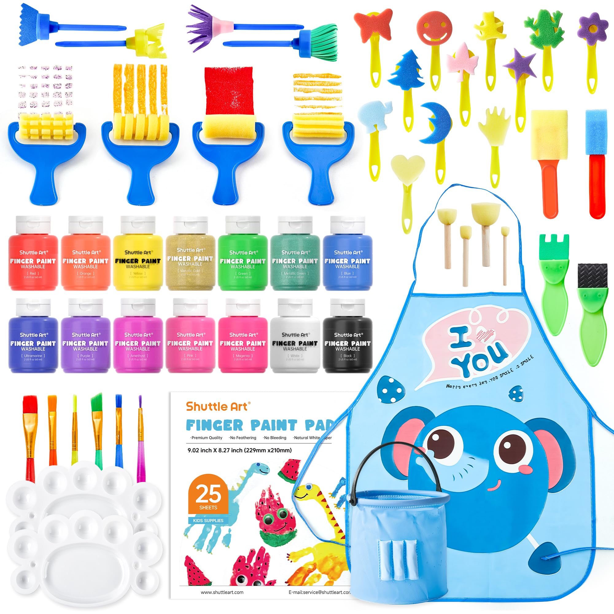 Foto 2 pulgar | Set De Pintura Para Dedos Shuttle Art, Paquete De 46 Niños Con 14 Colores, 60 Ml - Venta Internacional.