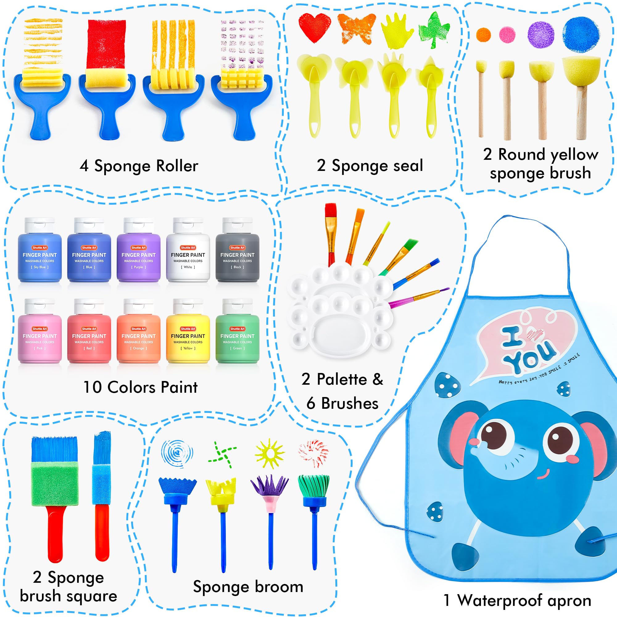 Foto 4 pulgar | Set De Pintura Para Dedos Shuttle Art Para Niños, Lavable, 10 Colores, 60 Ml - Venta Internacional.