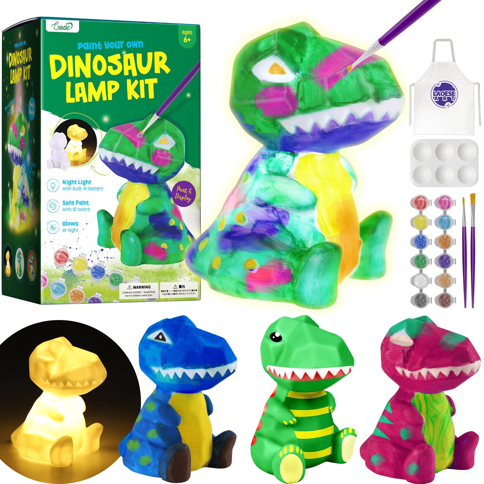 Foto 2 pulgar | Kit De Lámpara Laoese Paint Your Own Dinosaur De Art Supplies Para Niños - Venta Internacional.