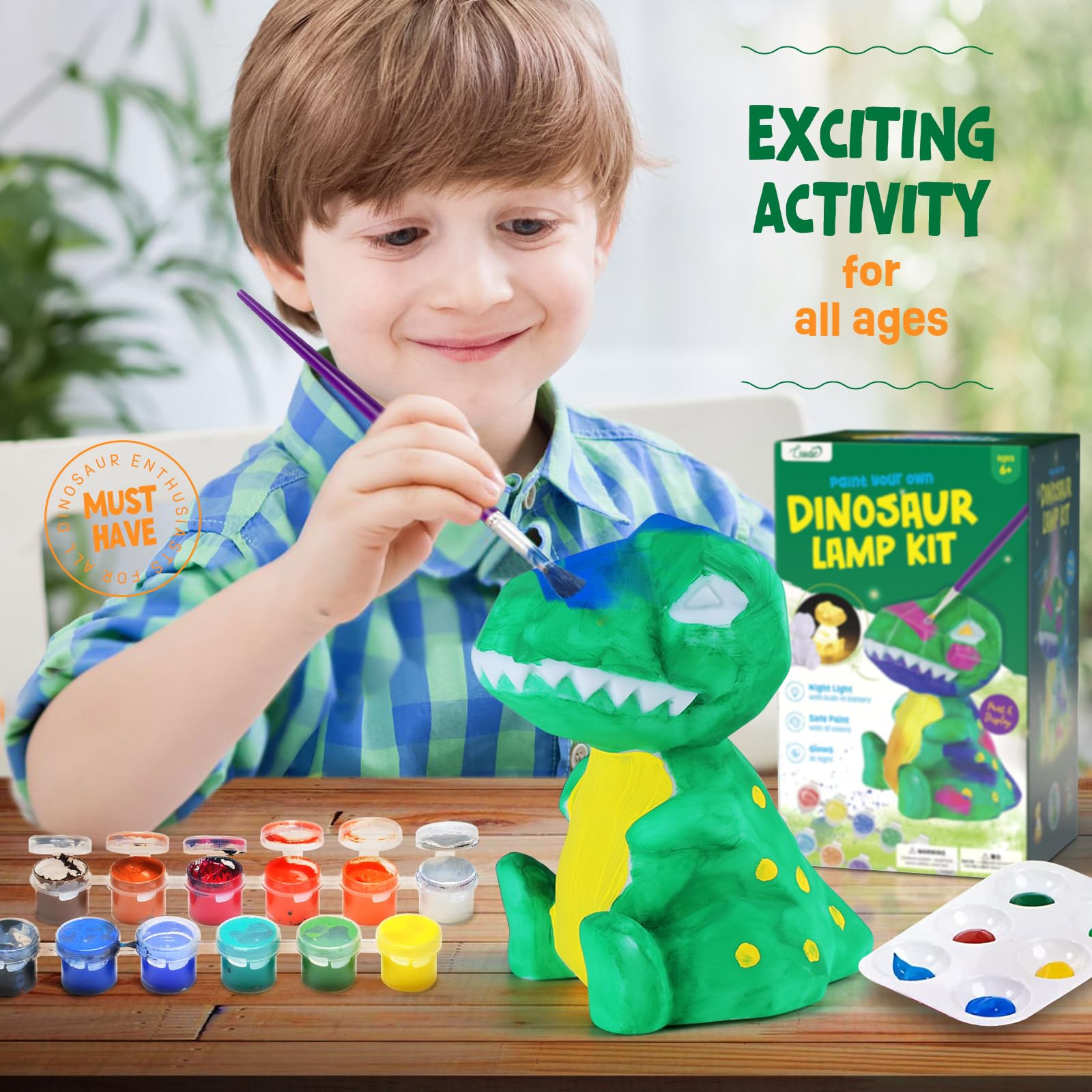 Foto 2 | Kit De Lámpara Laoese Paint Your Own Dinosaur De Art Supplies Para Niños - Venta Internacional.