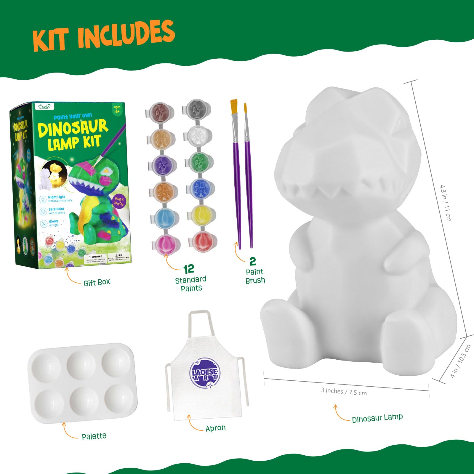 Foto 4 pulgar | Kit De Lámpara Laoese Paint Your Own Dinosaur De Art Supplies Para Niños - Venta Internacional.