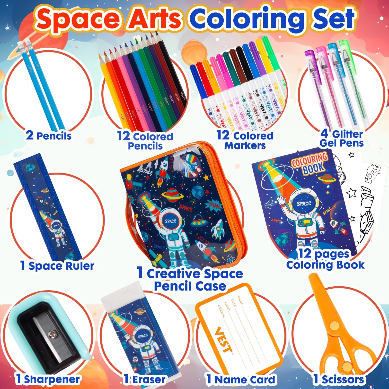 Foto 5 pulgar | Set De Rotuladores Espaciales Yoytoo Con Estuche Para Lápices Con Purpurina - Venta Internacional.