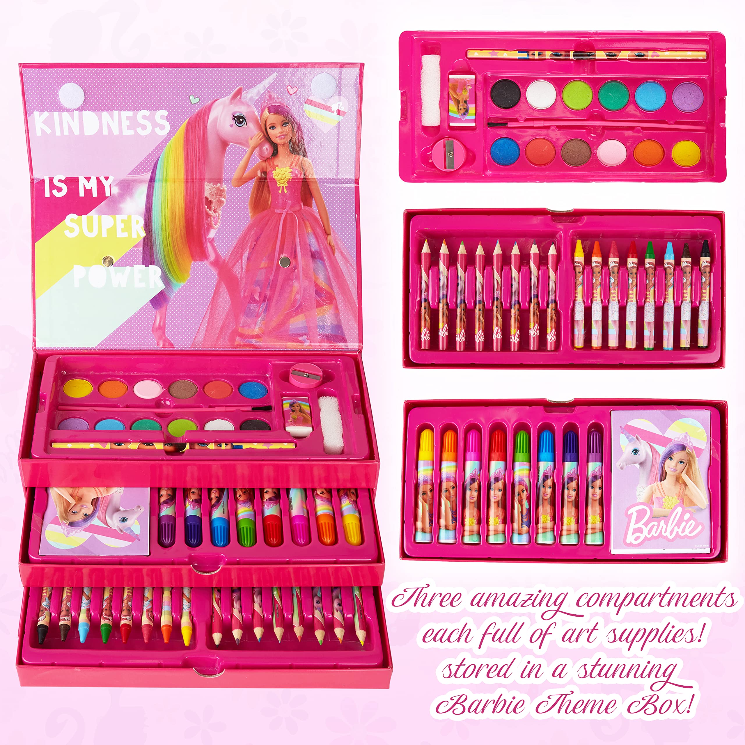 Foto 3 pulgar | Art Set Barbie Art Box Con 3 Cajones Y Asa Para Niños - Venta Internacional.