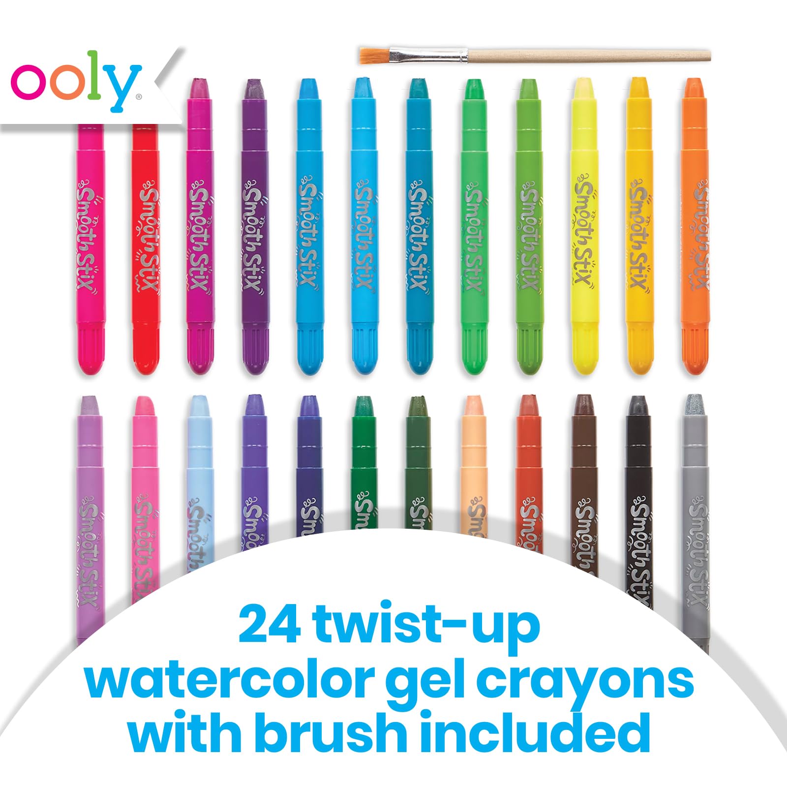 Foto 3 pulgar | Set De Crayones De Gel Ooly Smooth Stix 24 Watercolor Rainbow Con Brocha - Venta Internacional.