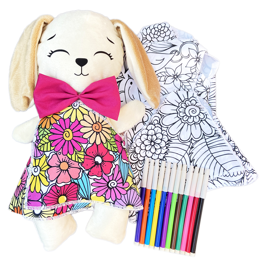 Foto 2 pulgar | Conejo De Peluche Mandala 3 Vestidos Lavables Altus  Peluche Blanco Con Plumones Juguete Educativo