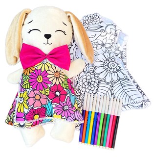 Foto 1 | Conejo De Peluche Mandala 3 Vestidos Lavables Altus Peluche Blanco Con Plumones Juguete Educativo