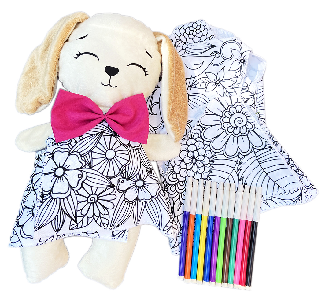 Foto 4 pulgar | Conejo De Peluche Mandala 3 Vestidos Lavables Altus  Peluche Blanco Con Plumones Juguete Educativo