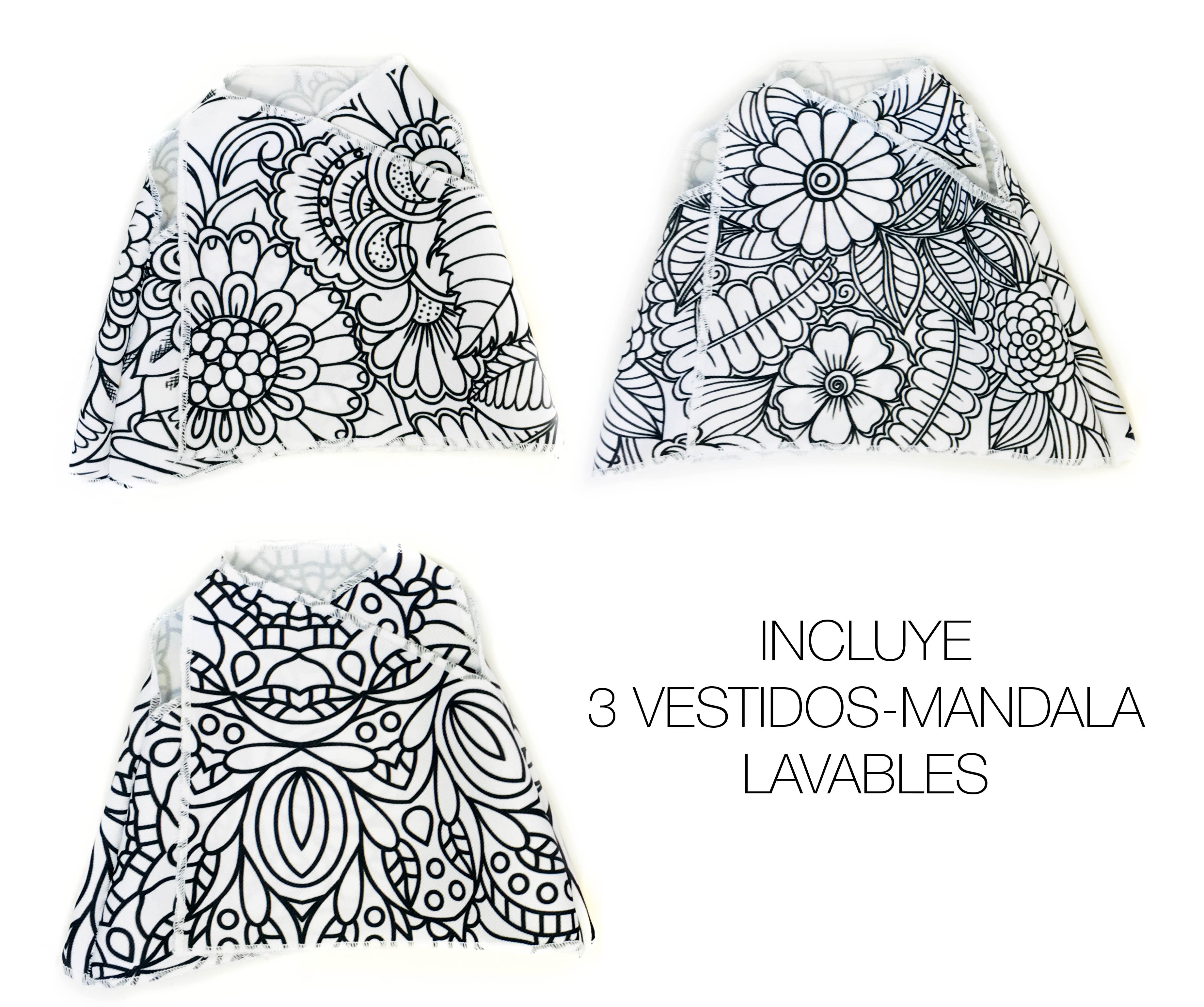 Foto 5 pulgar | Conejo De Peluche Mandala 3 Vestidos Lavables Altus  Peluche Blanco Con Plumones Juguete Educativo