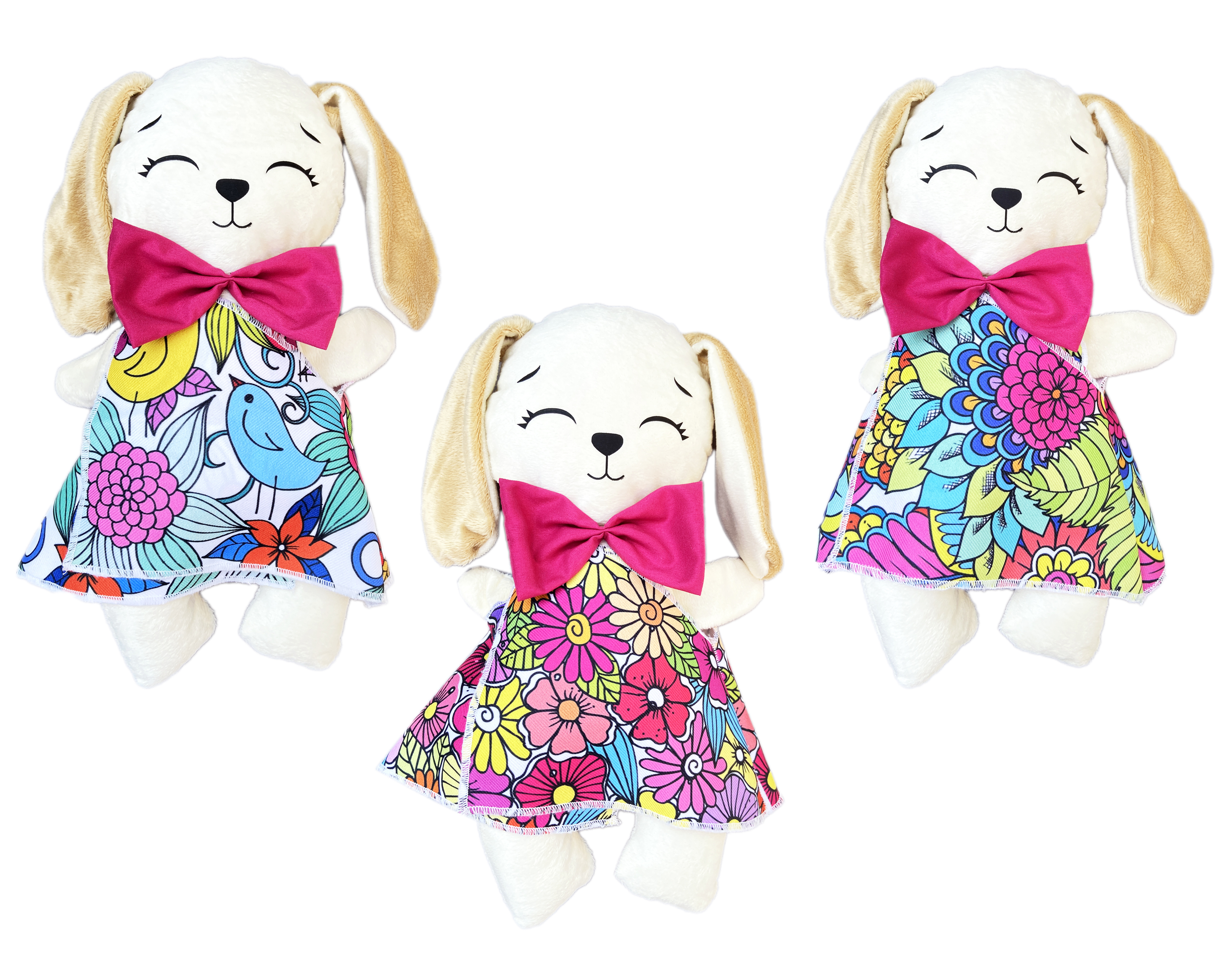 Foto 6 pulgar | Conejo De Peluche Mandala 3 Vestidos Lavables Altus  Peluche Blanco Con Plumones Juguete Educativo