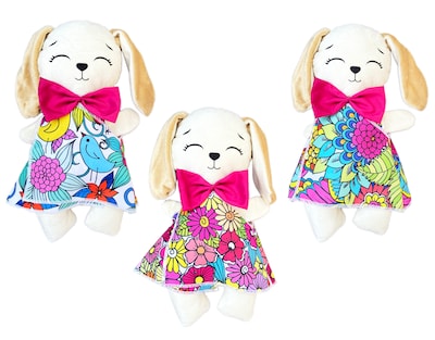 Foto 5 | Conejo De Peluche Mandala 3 Vestidos Lavables Altus Peluche Blanco Con Plumones Juguete Educativo