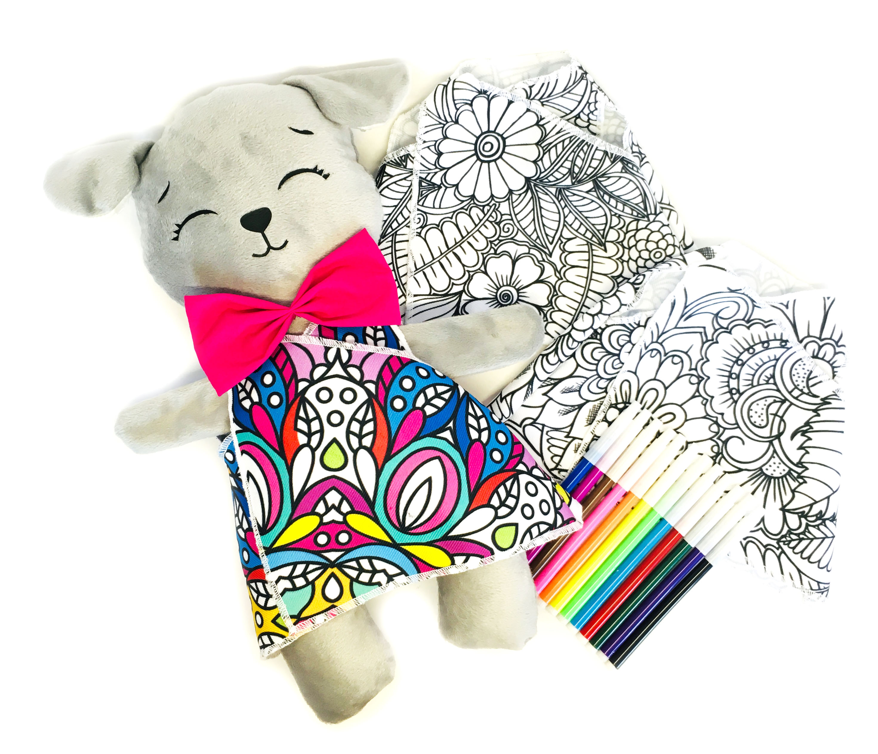 Foto 1 | Perro De Peluche Mandala 3 Vestidos Lavables Altus  Peluche Gris Con Plumones Juguete Educativo