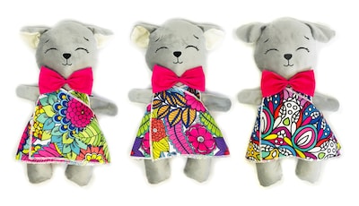 Foto 5 | Perro De Peluche Mandala 3 Vestidos Lavables Altus Peluche Gris Con Plumones Juguete Educativo