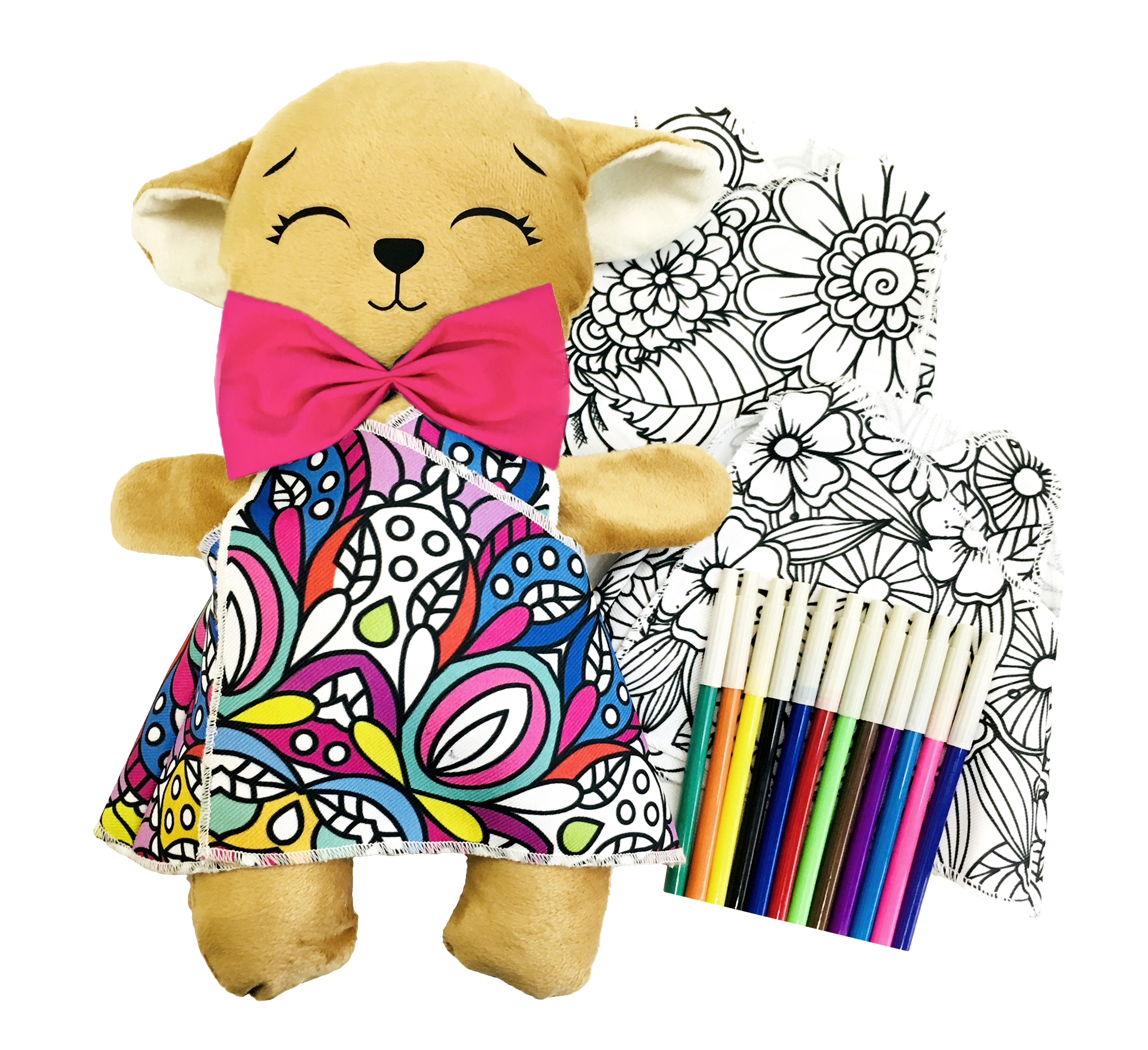 Foto 1 | Perro De Peluche Mandala 3 Vestidos Lavables Altus  Peluche Café Con Plumones Juguete Educativo