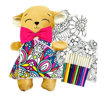 Foto 1 | Perro De Peluche Mandala 3 Vestidos Lavables Altus Peluche Café Con Plumones Juguete Educativo