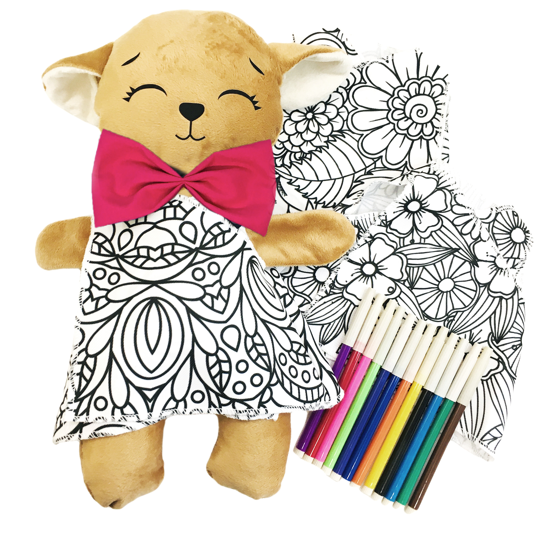 Foto 4 pulgar | Perro De Peluche Mandala 3 Vestidos Lavables Altus  Peluche Café Con Plumones Juguete Educativo