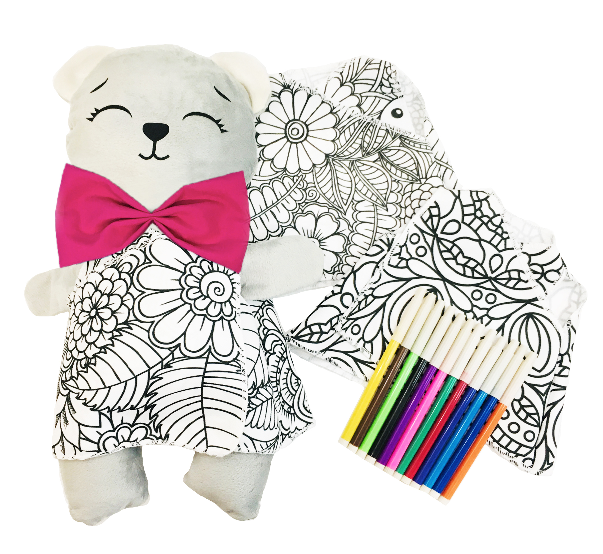 Foto 4 pulgar | Oso De Peluche Mandala 3 Vestidos Lavables Altus  Peluche Gris Con Plumones Juguete Educativo