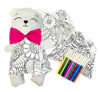 Foto 3 | Oso De Peluche Mandala 3 Vestidos Lavables Altus Peluche Gris Con Plumones Juguete Educativo