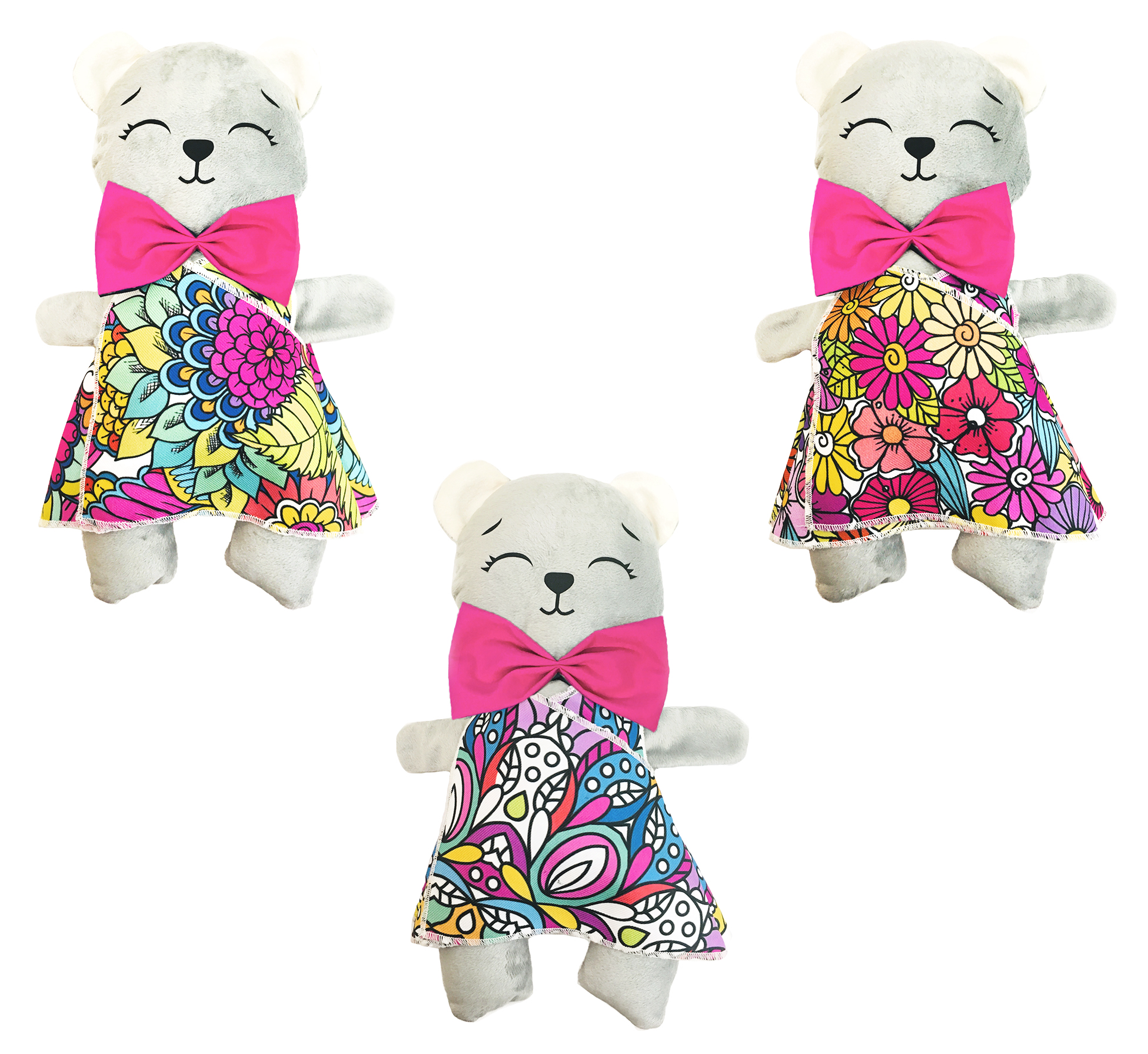 Foto 6 pulgar | Oso De Peluche Mandala 3 Vestidos Lavables Altus  Peluche Gris Con Plumones Juguete Educativo