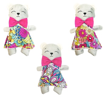 Foto 5 | Oso De Peluche Mandala 3 Vestidos Lavables Altus Peluche Gris Con Plumones Juguete Educativo