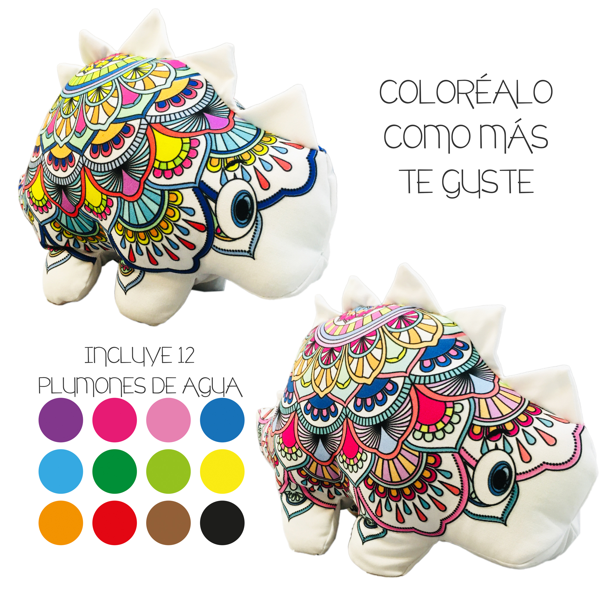 Foto 6 pulgar | Dinosaurio 3d Mandala Lavable Altus Estegosaurio De Peluche Con Plumones Juguete Educativo