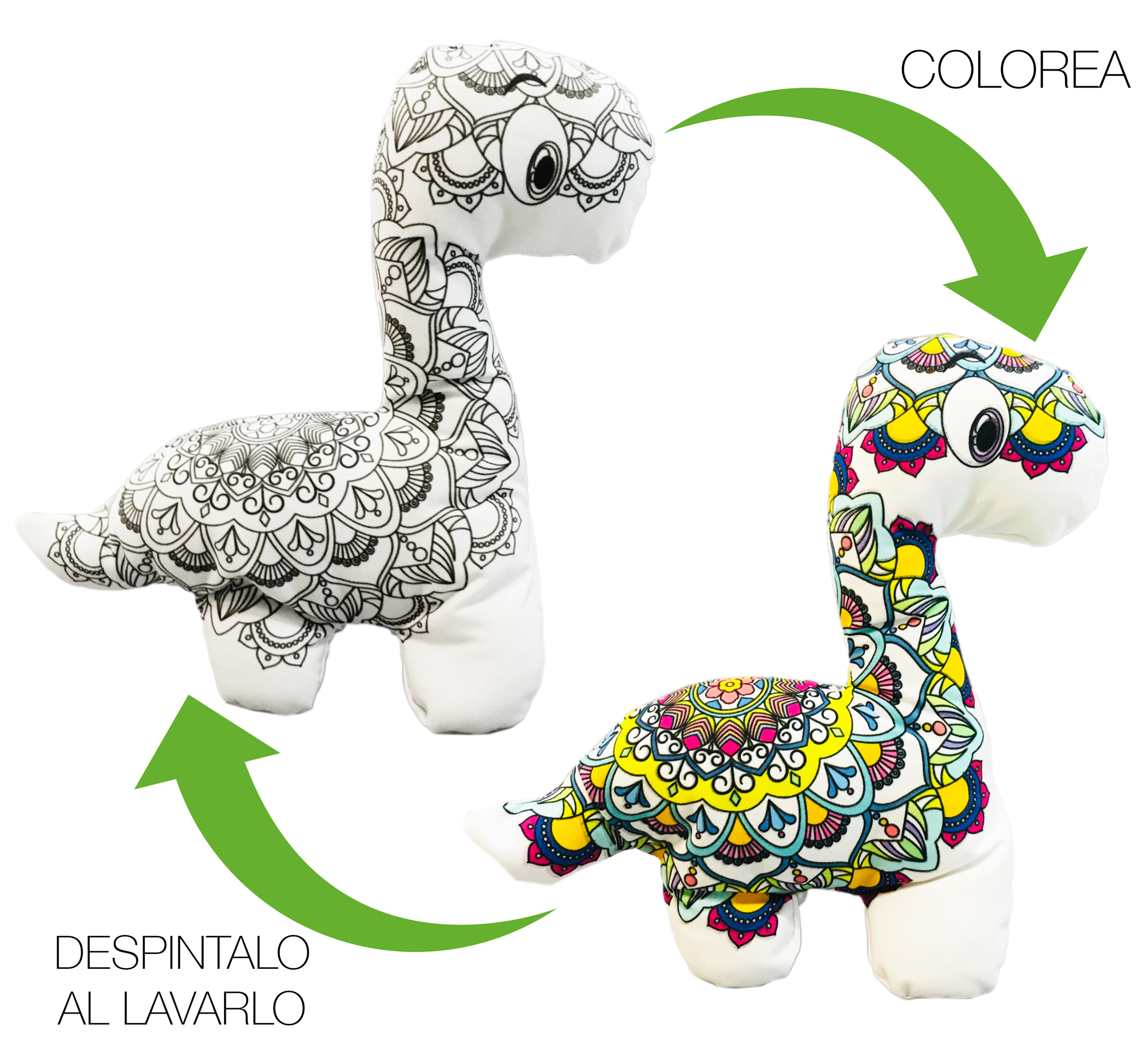Foto 3 pulgar | Dinosaurio 3d Mandala Lavable Altus Cuello Largo De Peluche Con Plumones Juguete Educativo