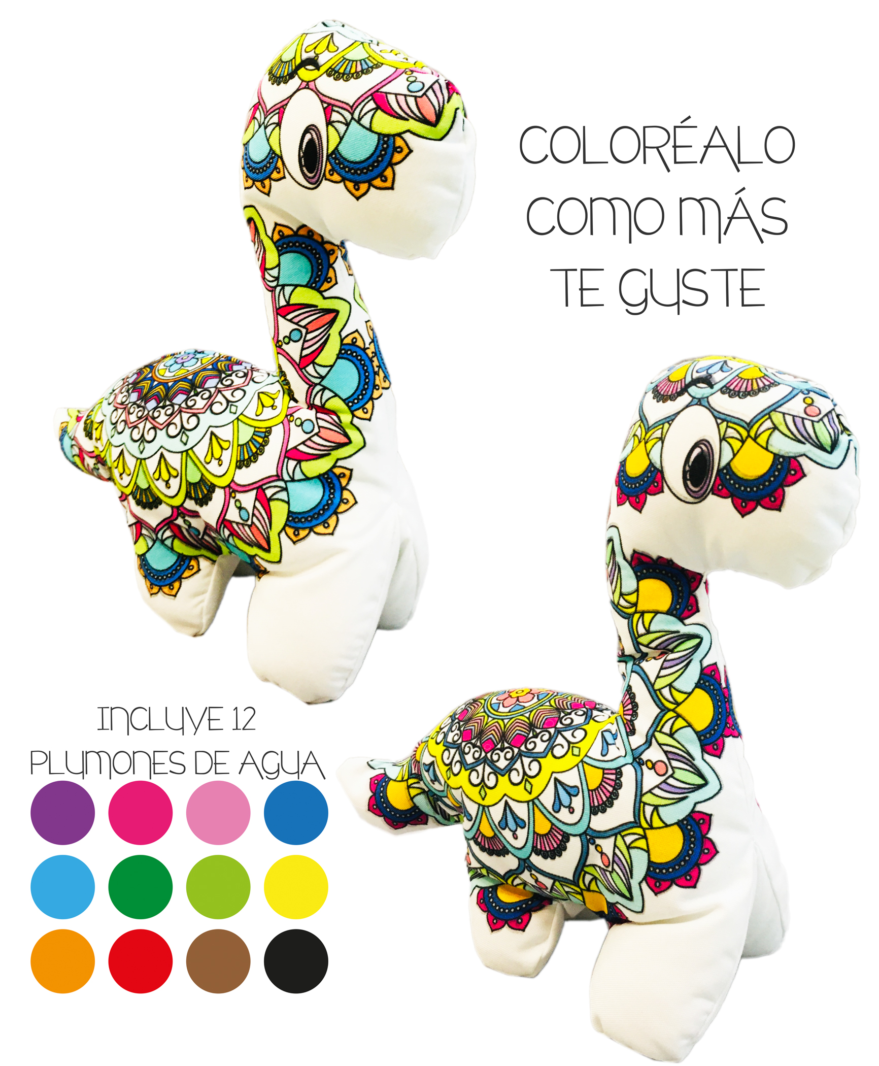 Foto 6 pulgar | Dinosaurio 3d Mandala Lavable Altus Cuello Largo De Peluche Con Plumones Juguete Educativo
