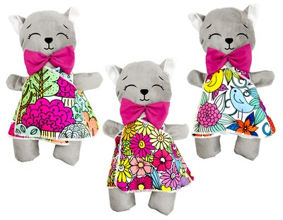 Foto 5 | Gato De Peluche Mandala 3 Vestidos Lavables Altus Peluche Gris Con Plumones Juguete Educativo