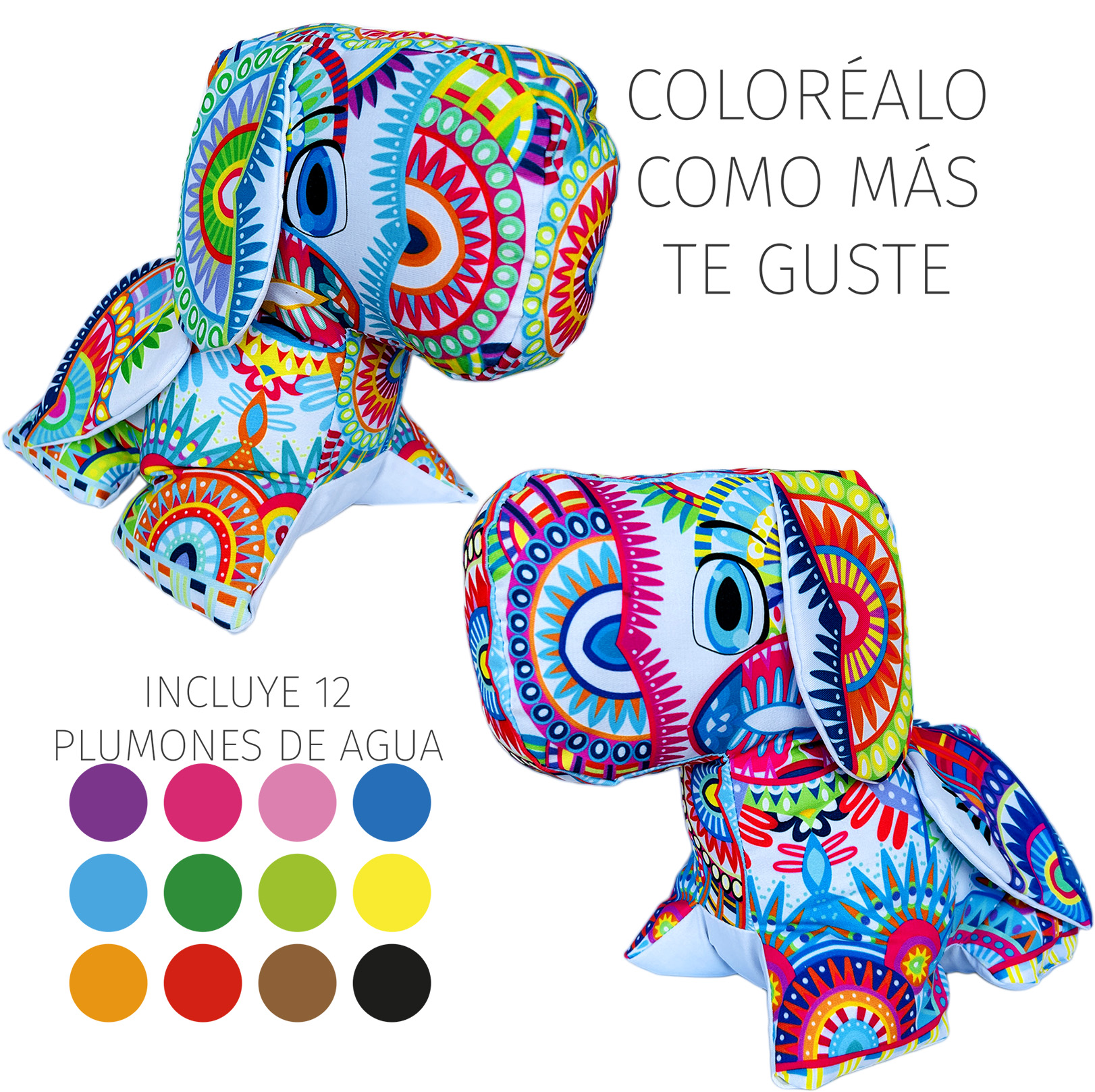 Foto 5 pulgar | Perro De Peluche Mandala Lavable Altus Peluche Con Plumones Juguete Educativo