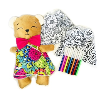 Foto 1 | Oso De Peluche Mandala 3 Vestidos Lavables Altus Peluche Café Con Plumones Juguete Educativo