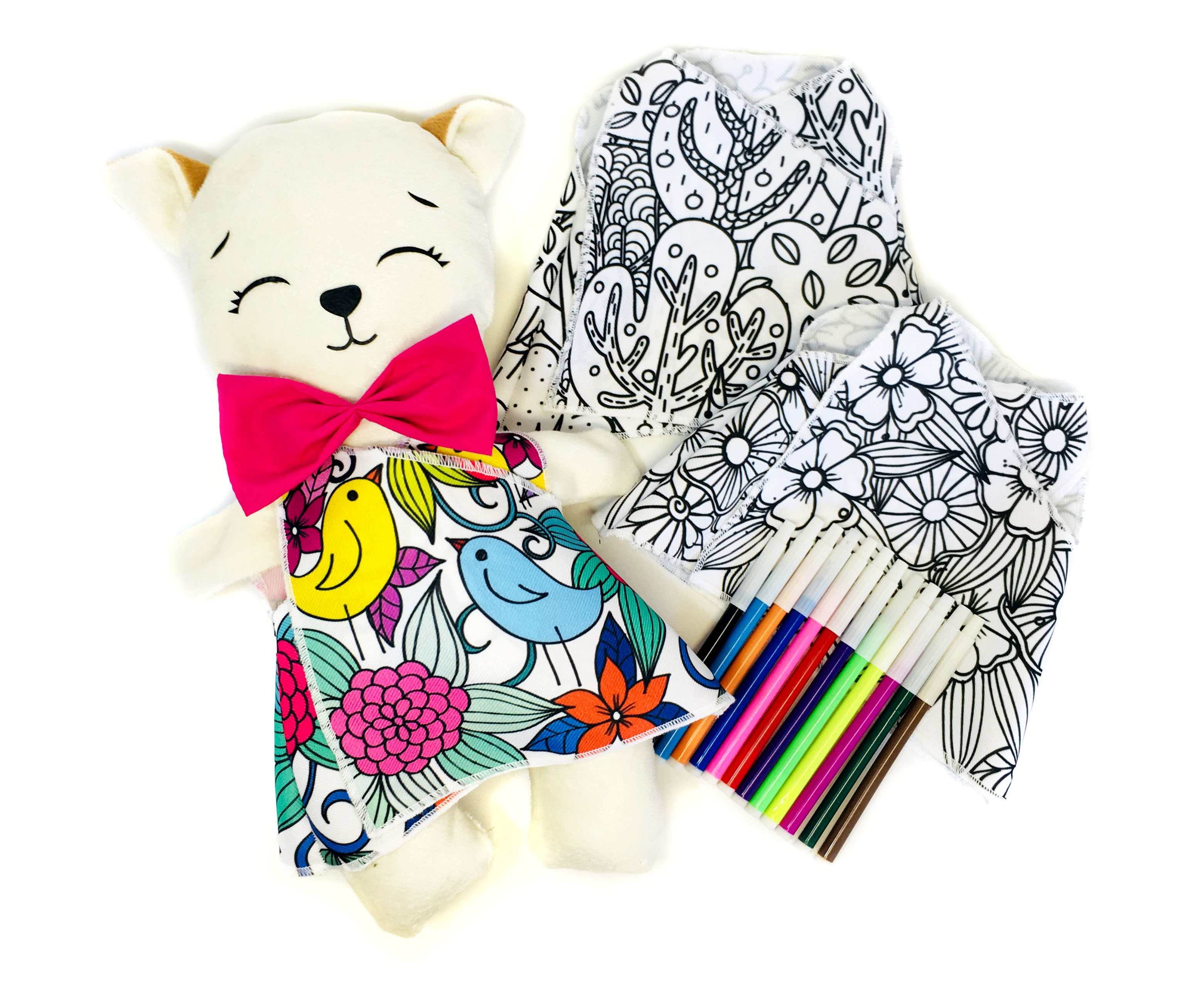 Foto 2 pulgar | Gato De Peluche Mandala 3 Vestidos Lavables Altus  Peluche Blanco Con Plumones Juguete Educativo