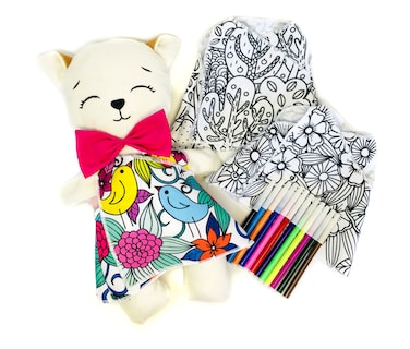 Foto 1 | Gato De Peluche Mandala 3 Vestidos Lavables Altus Peluche Blanco Con Plumones Juguete Educativo