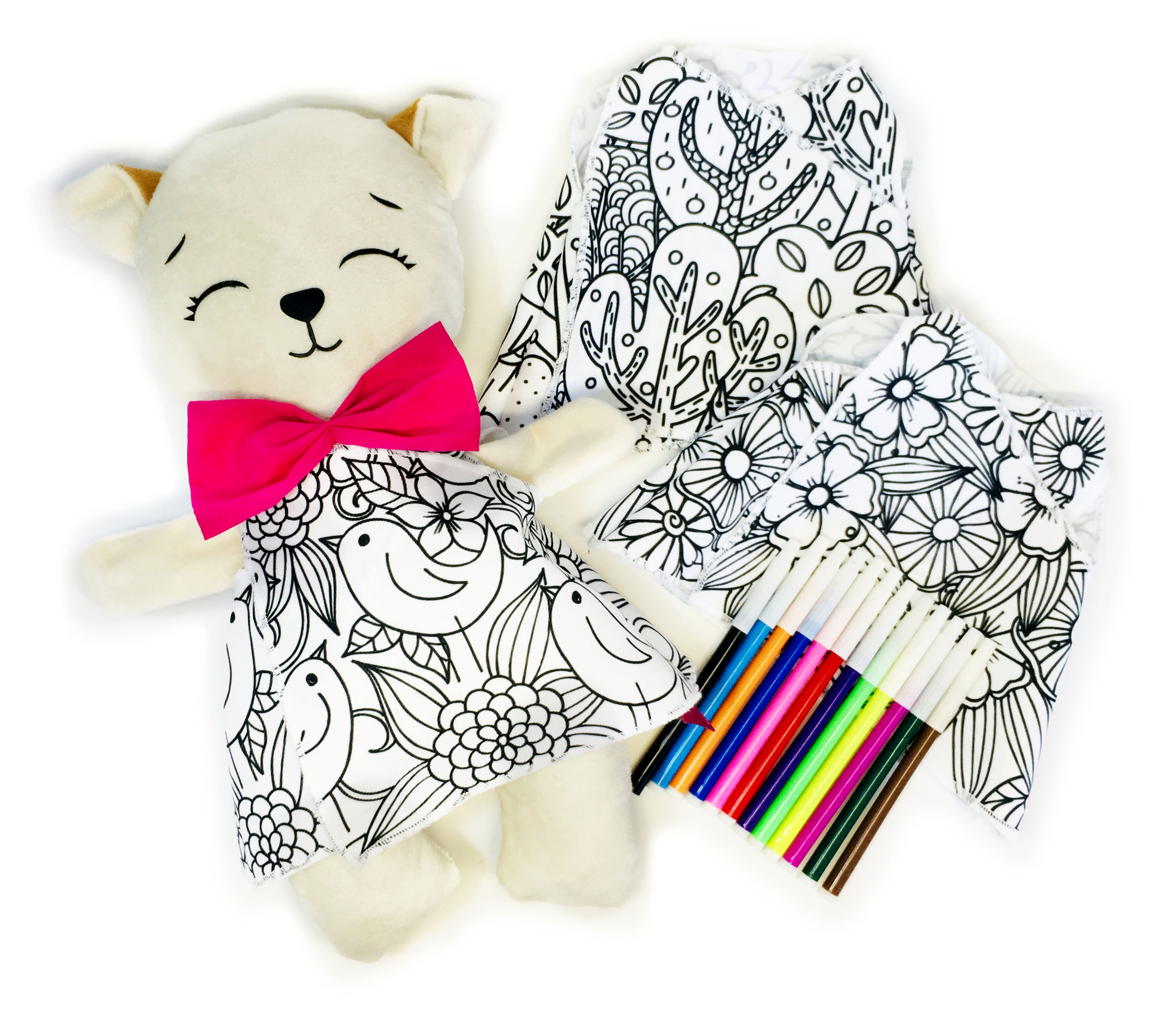 Foto 4 pulgar | Gato De Peluche Mandala 3 Vestidos Lavables Altus  Peluche Blanco Con Plumones Juguete Educativo