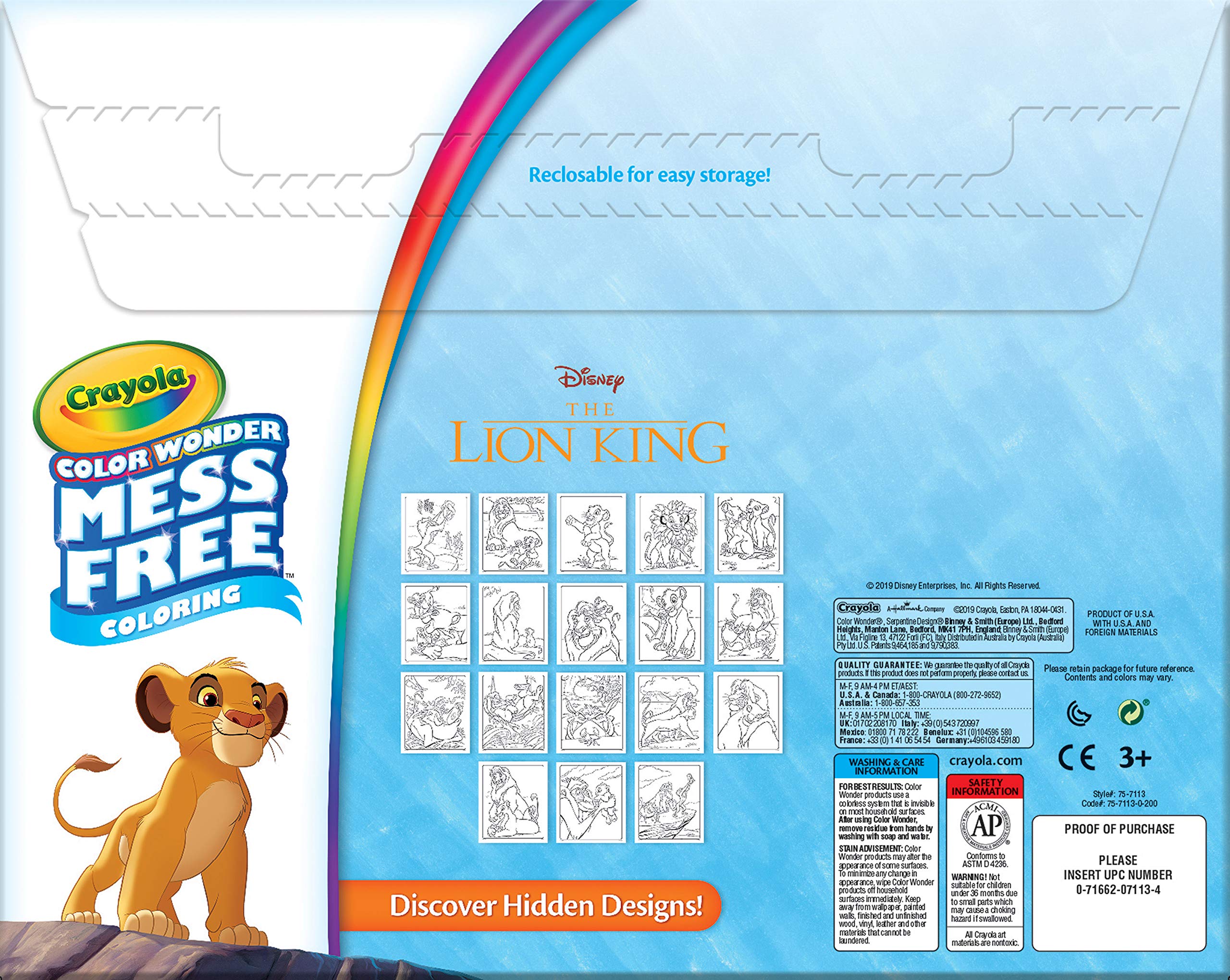 Foto 7 | Bloc Y Rotuladores Color Wonder Crayola Lion King, 18 Páginas - Venta Internacional.