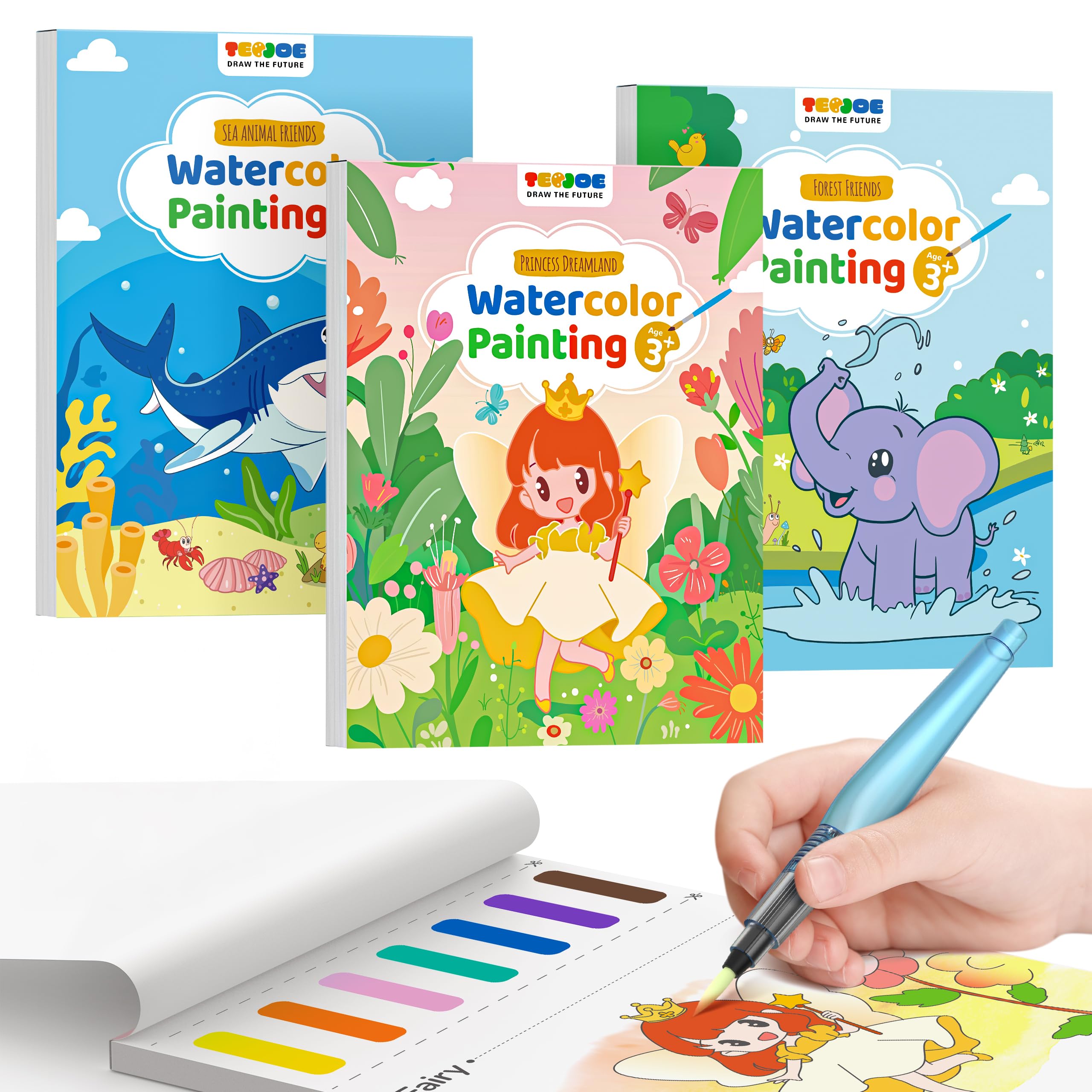 Foto 2 pulgar | Set De Pintura Acuarela Tecjoe, Paquete De 3 Pinturas Con Libros Para Colorear Al Agua - Venta Internacional.