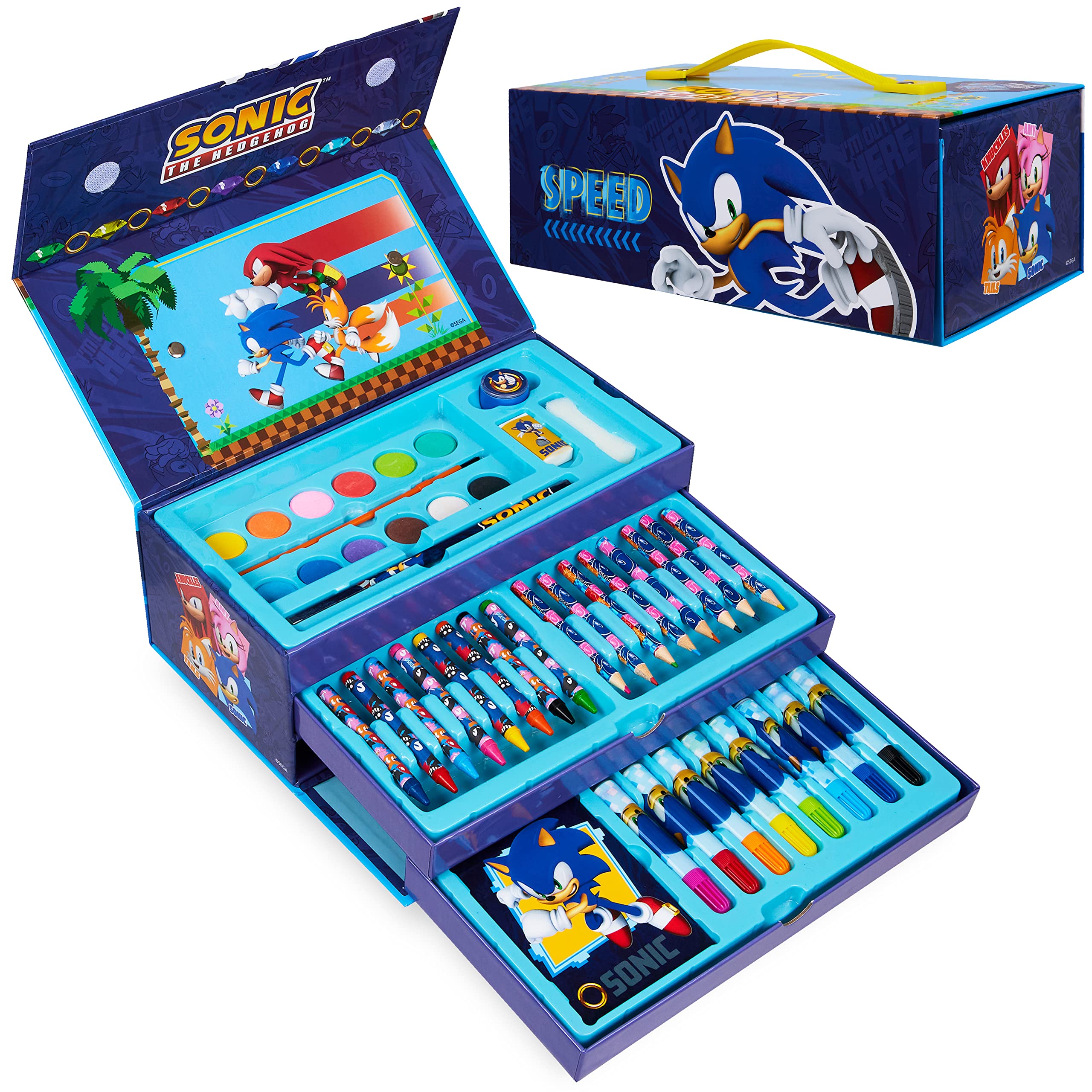 Foto 2 pulgar | Set De Arte Sonic The Hedgehog Para Niños Con Más De 40 Piezas Y Estuche - Venta Internacional.