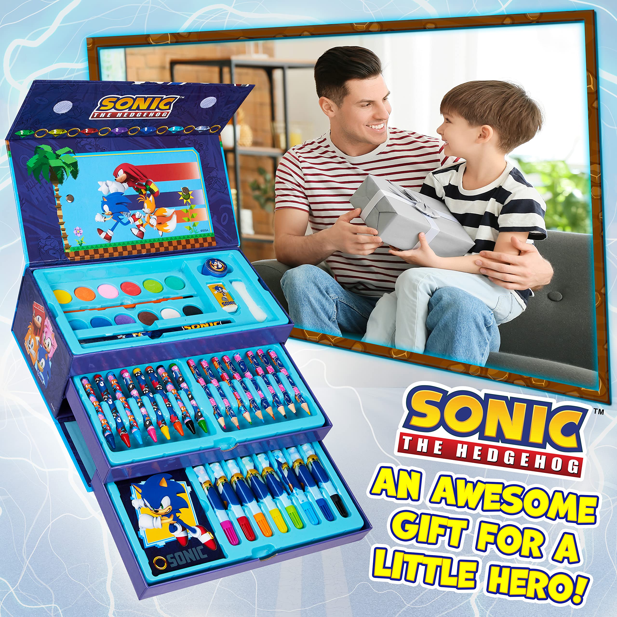 Foto 3 pulgar | Set De Arte Sonic The Hedgehog Para Niños Con Más De 40 Piezas Y Estuche - Venta Internacional.