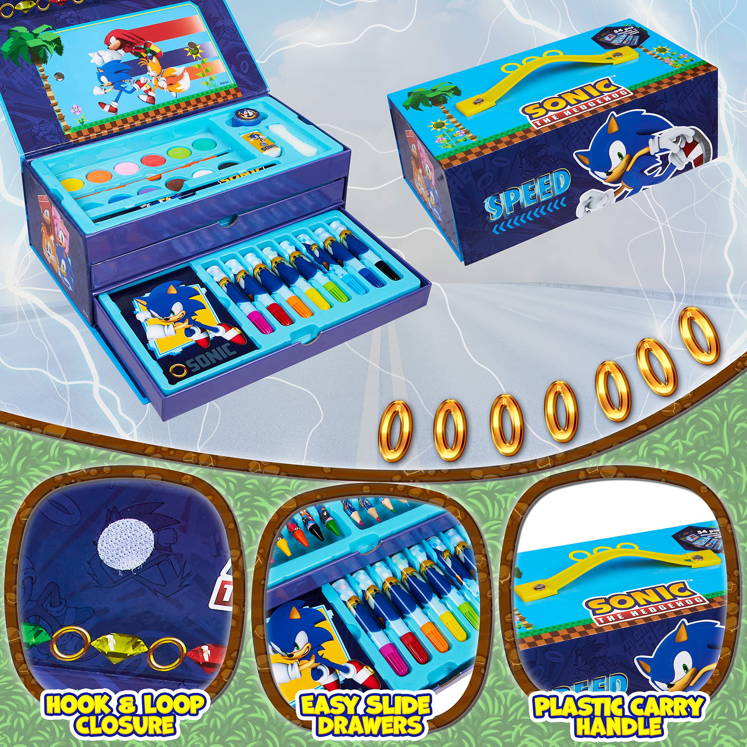 Foto 5 pulgar | Set De Arte Sonic The Hedgehog Para Niños Con Más De 40 Piezas Y Estuche - Venta Internacional.