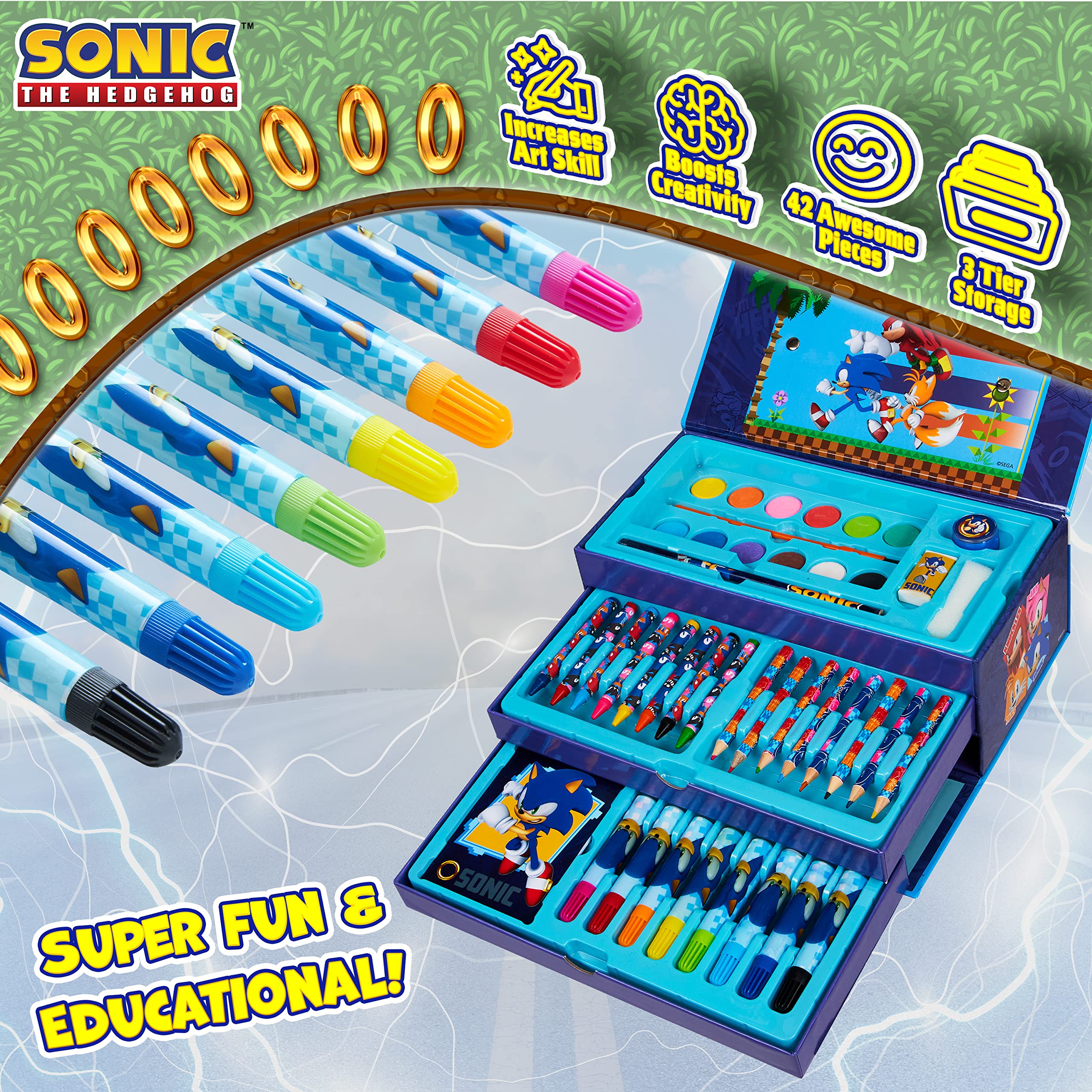 Foto 5 | Set De Arte Sonic The Hedgehog Para Niños Con Más De 40 Piezas Y Estuche - Venta Internacional.