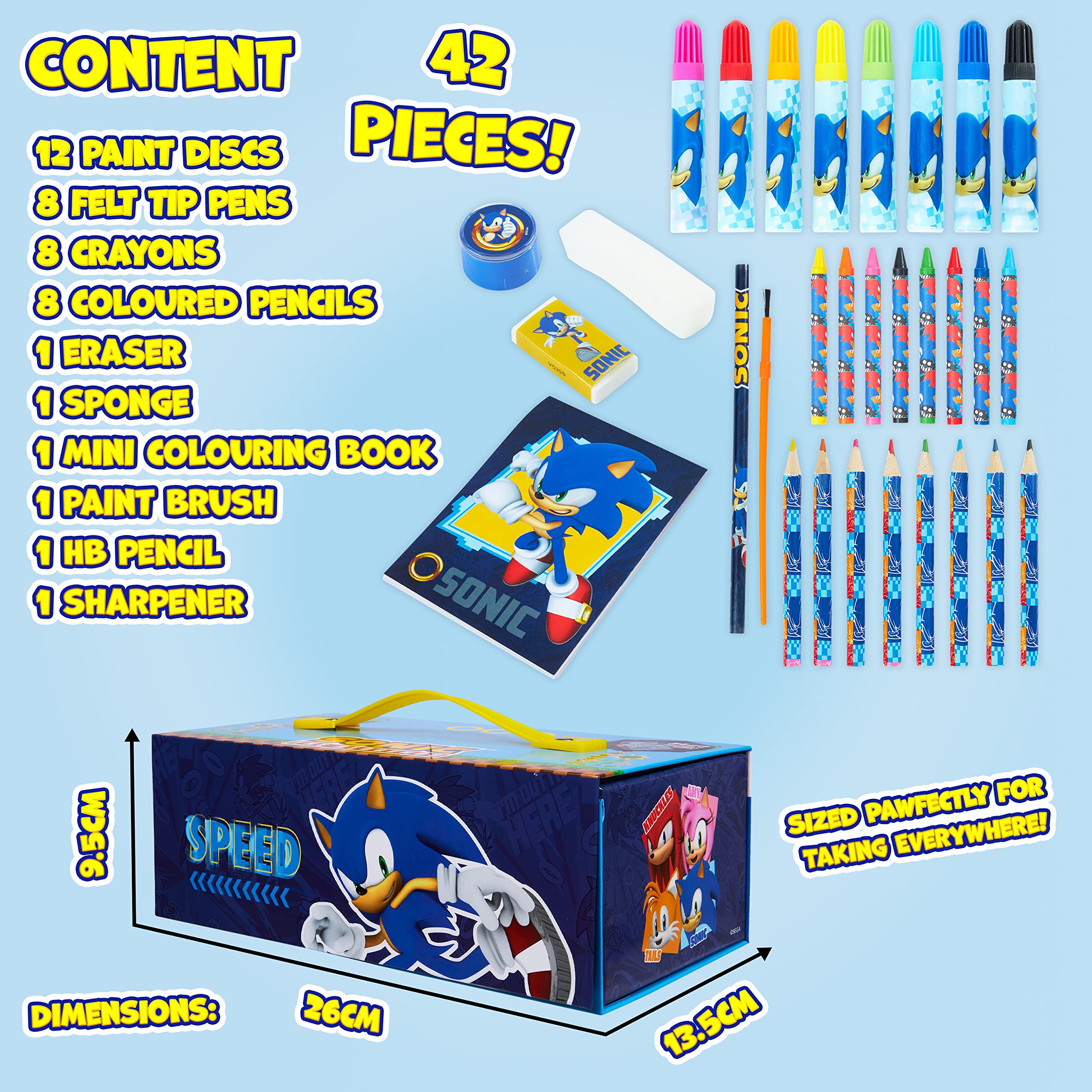Foto 8 pulgar | Set De Arte Sonic The Hedgehog Para Niños Con Más De 40 Piezas Y Estuche - Venta Internacional.
